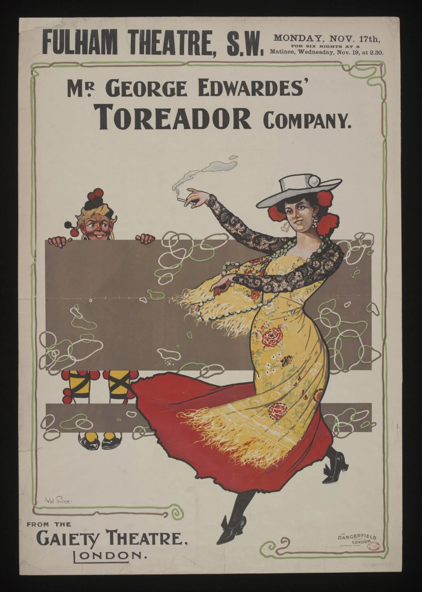 Poster advertising The Toreador at the Fulham Theatre, 1902, by Val Prince, 1902