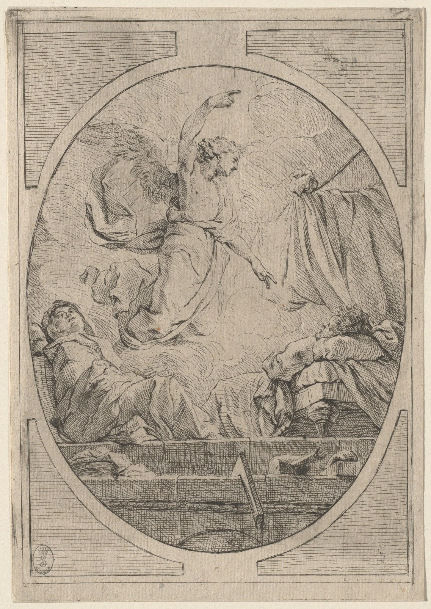 The Dream of Saint Joseph, by French 18th Century, ink, 1730