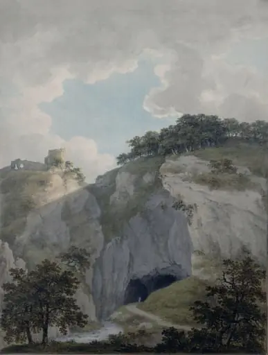View of the Castle and Cavern at Castleton, Derbyshire