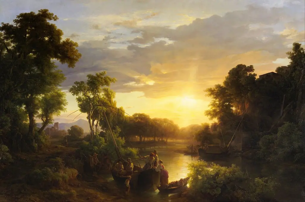 Italian Landscapes at Sunset, Fishermen