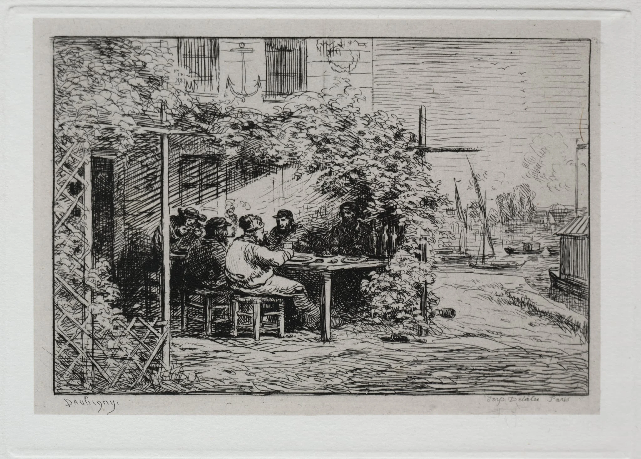 The Boat Trip:  The Lunch before Going Aboard at Asnières, by Charles François Daubigny, 1861