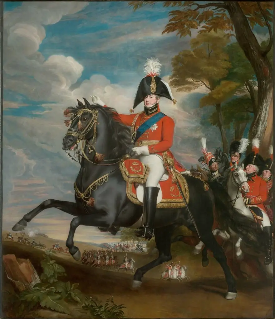Portrait of H. R. H. the Prince of Wales at a Review, Attended by Lord Heathfield, General Turner, Col. Bloomfield, and Baron Eben; Col. Quinton in the Distance