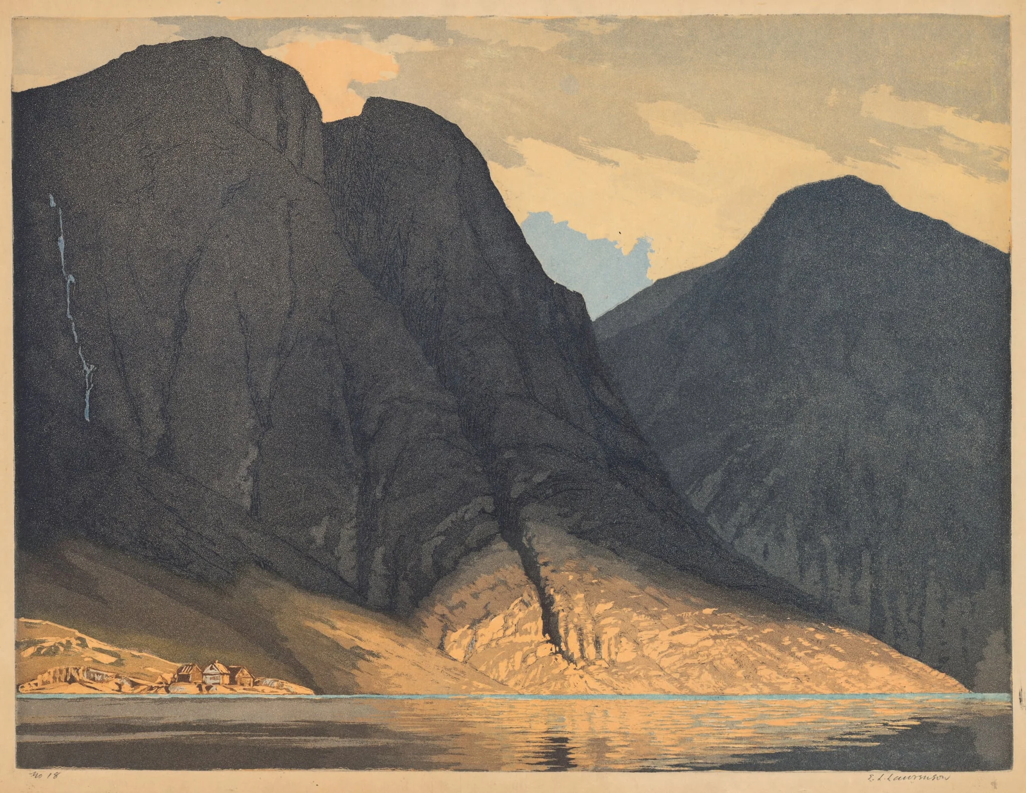 [Mountain View with Water], by Edward Louis Laurenson, 1914
