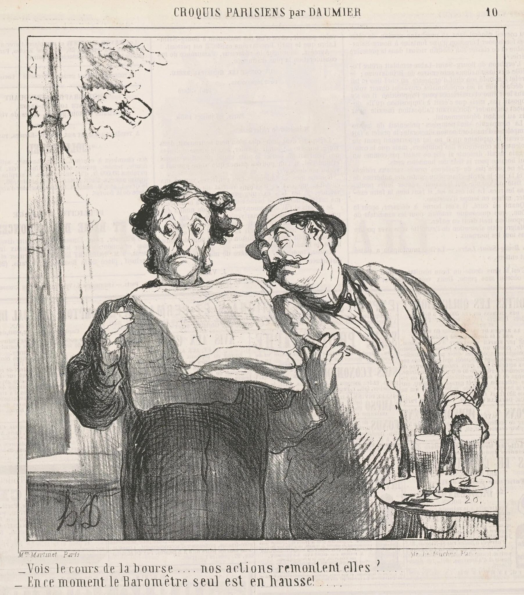 Vois le cours de la bourse, by Honoré Daumier, ink, 1865