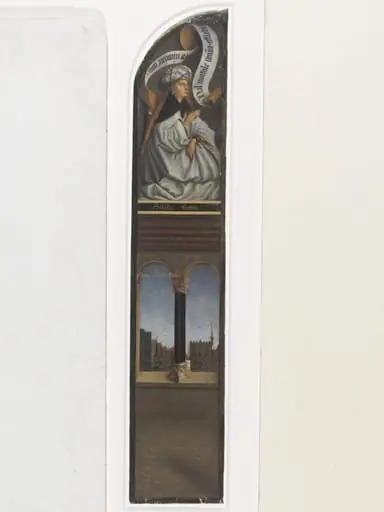 Copy of a detail of the Ghent Altarpiece, Sibyl of  Erythrae, by Hubert and Jan van Eyck in the church of St Bavon, Ghent.