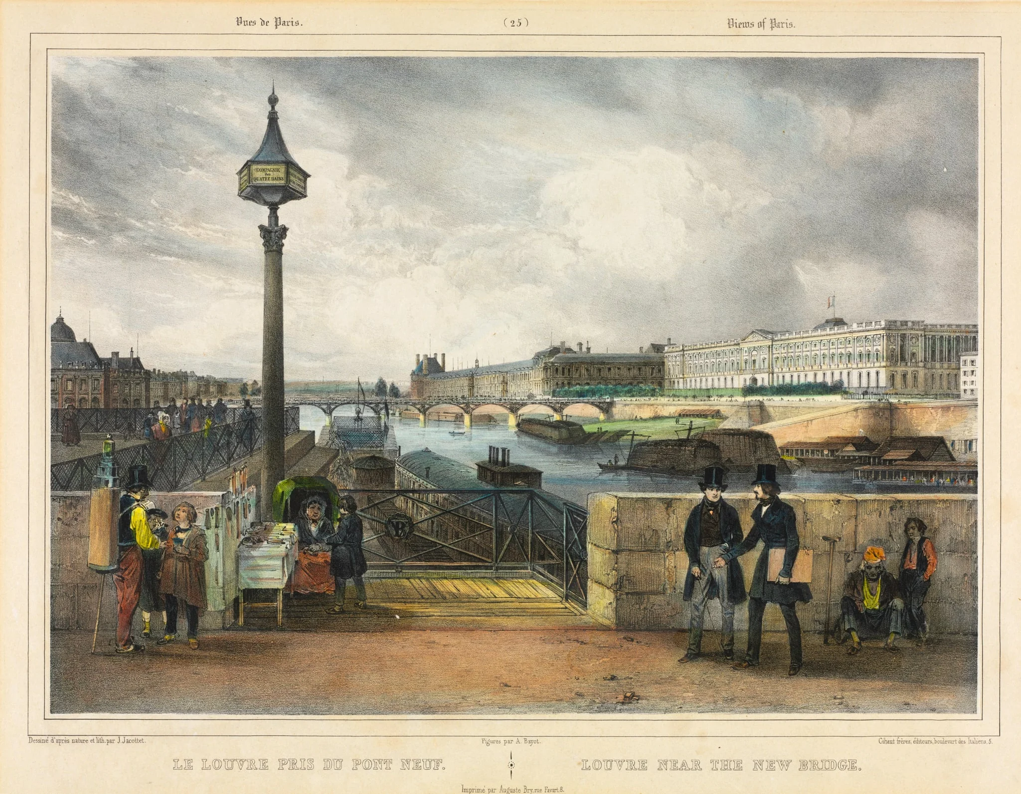 The Louvre near the New Bridge, by Julien Louis Jacottet, 1838