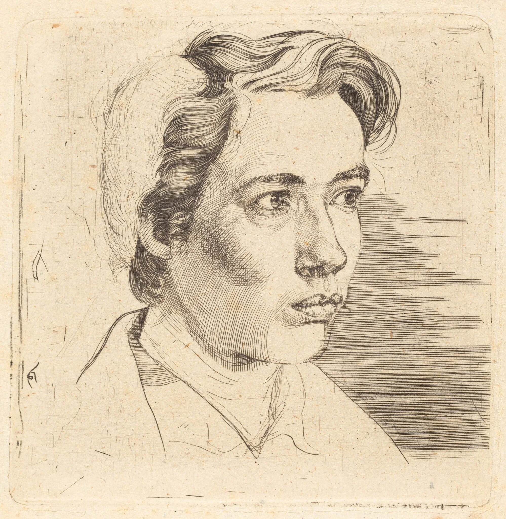 Portrait of Maisonneuve, by Eugen Eduard Schaeffer, ink, 1824