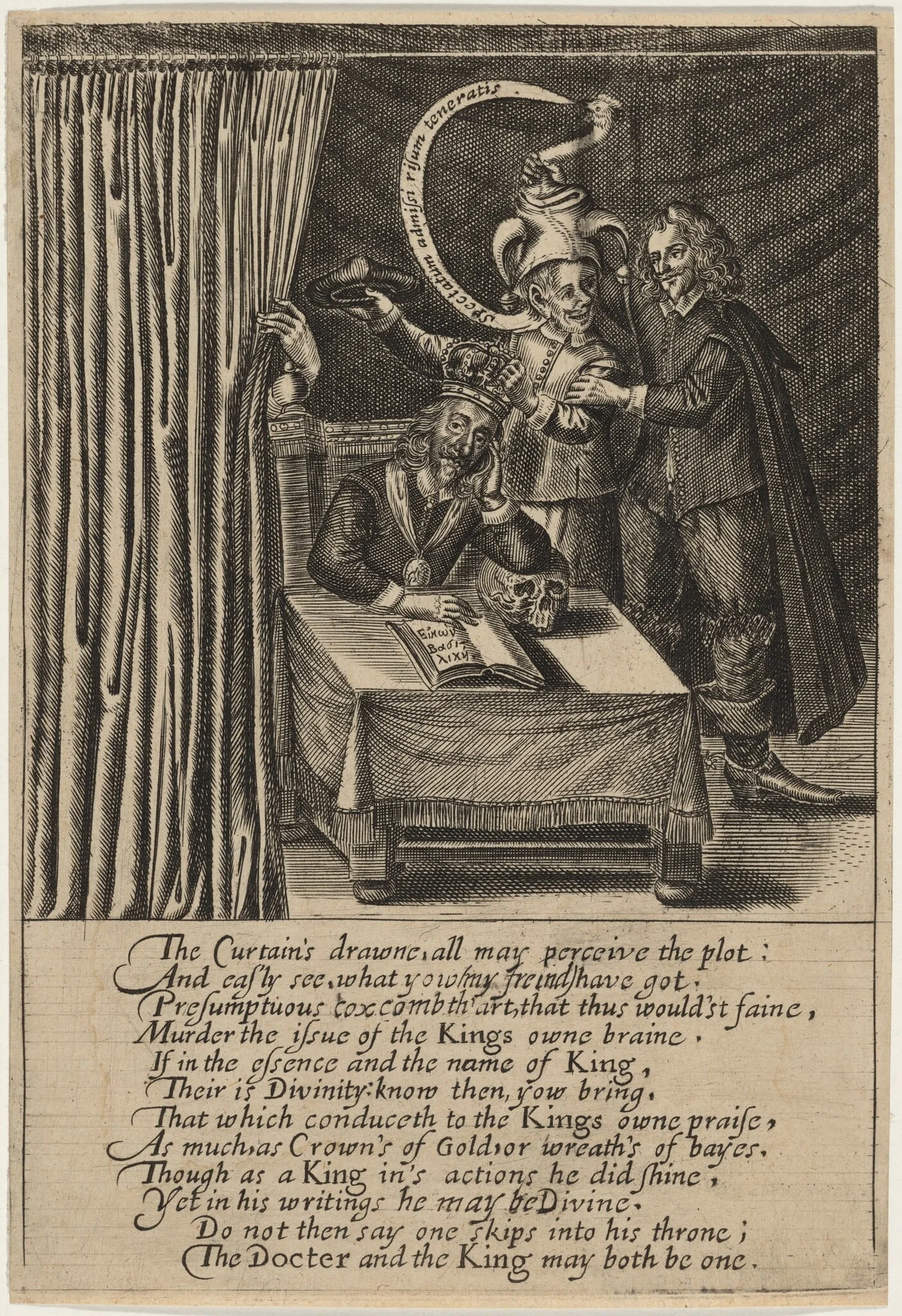 Satire in Relation to Charles I and His "Eikwn Basilika"(Image of a Ruler), by Unknown 19th Century, ink, 1850
