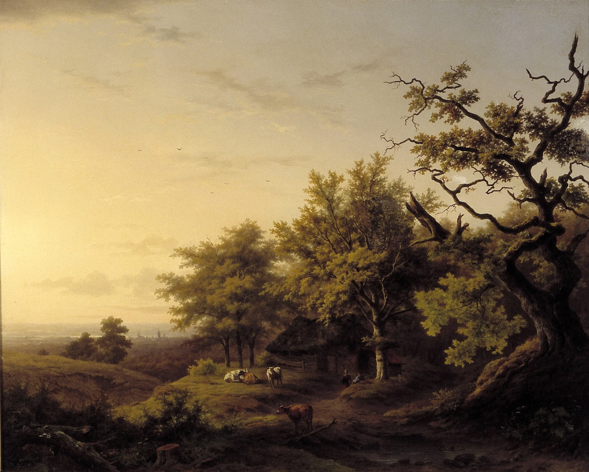 Gelders landscape with cows, by Louwrens Hanedoes, oil, 1847