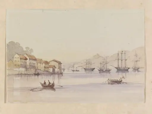 View of the Bosphorus with warships