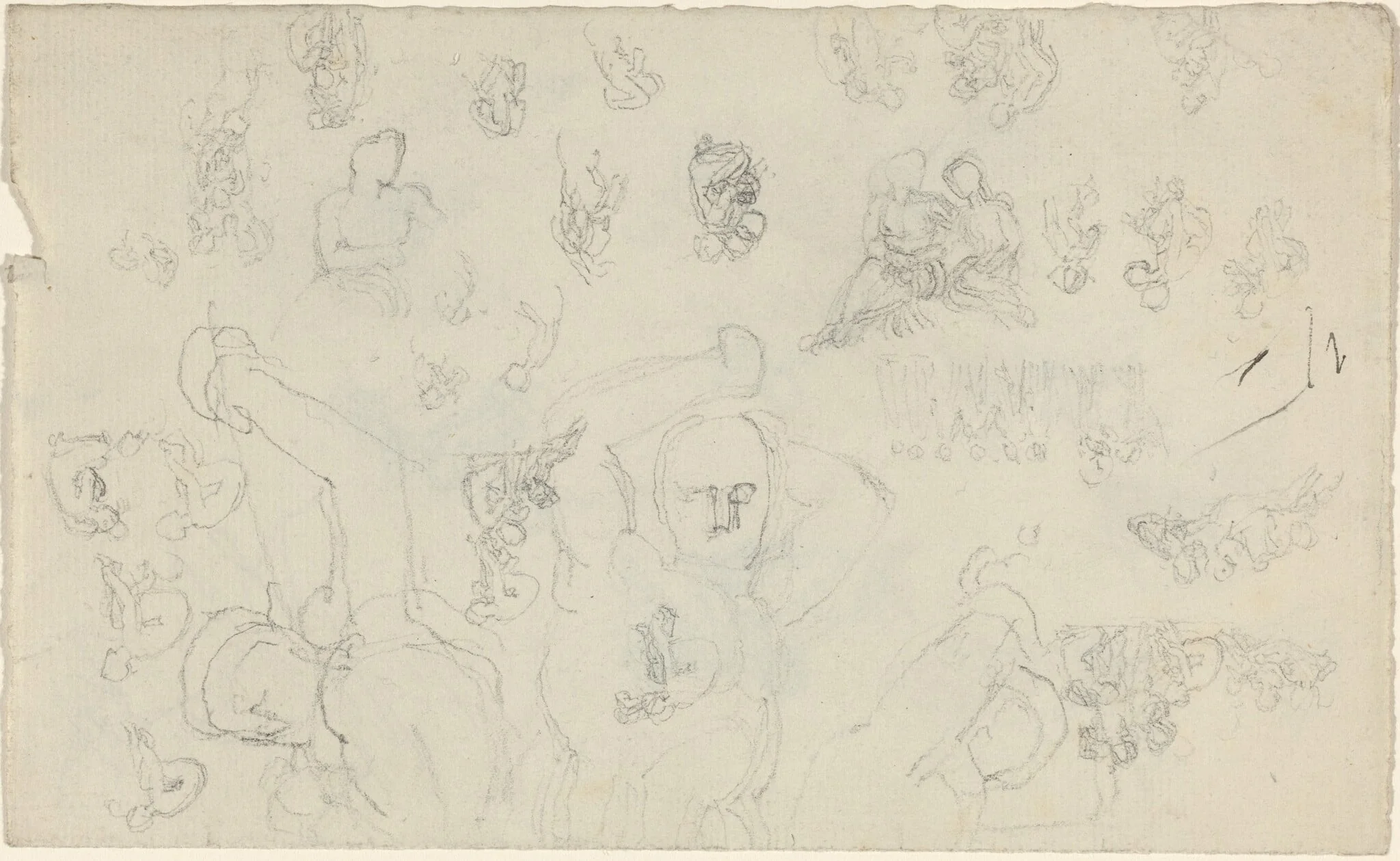 Sheet of Studies [recto and verso], by John Flaxman, graphite, 1790