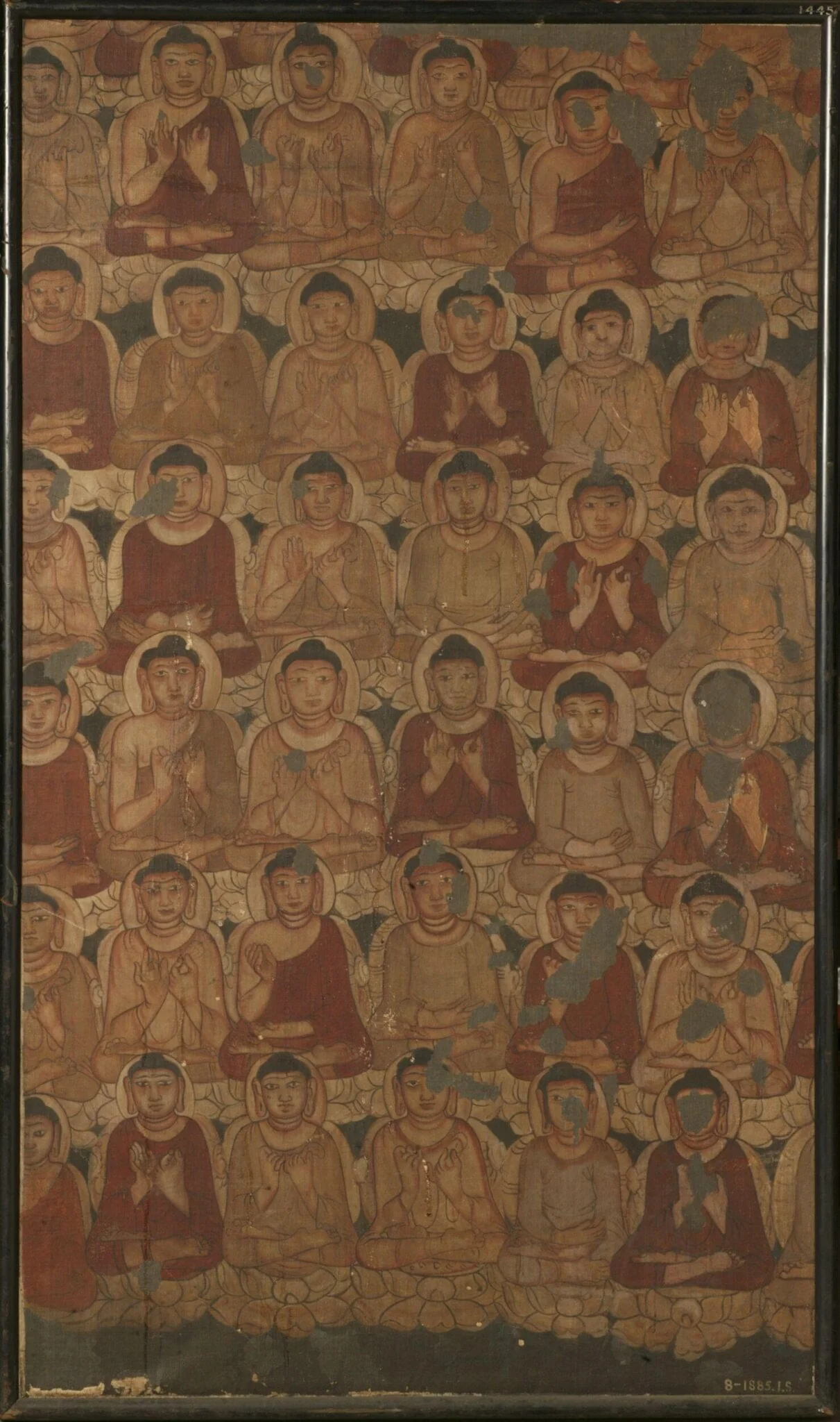 Copy of painting inside the Ajanta caves (cave 2), by John Griffiths, oil, 1882
