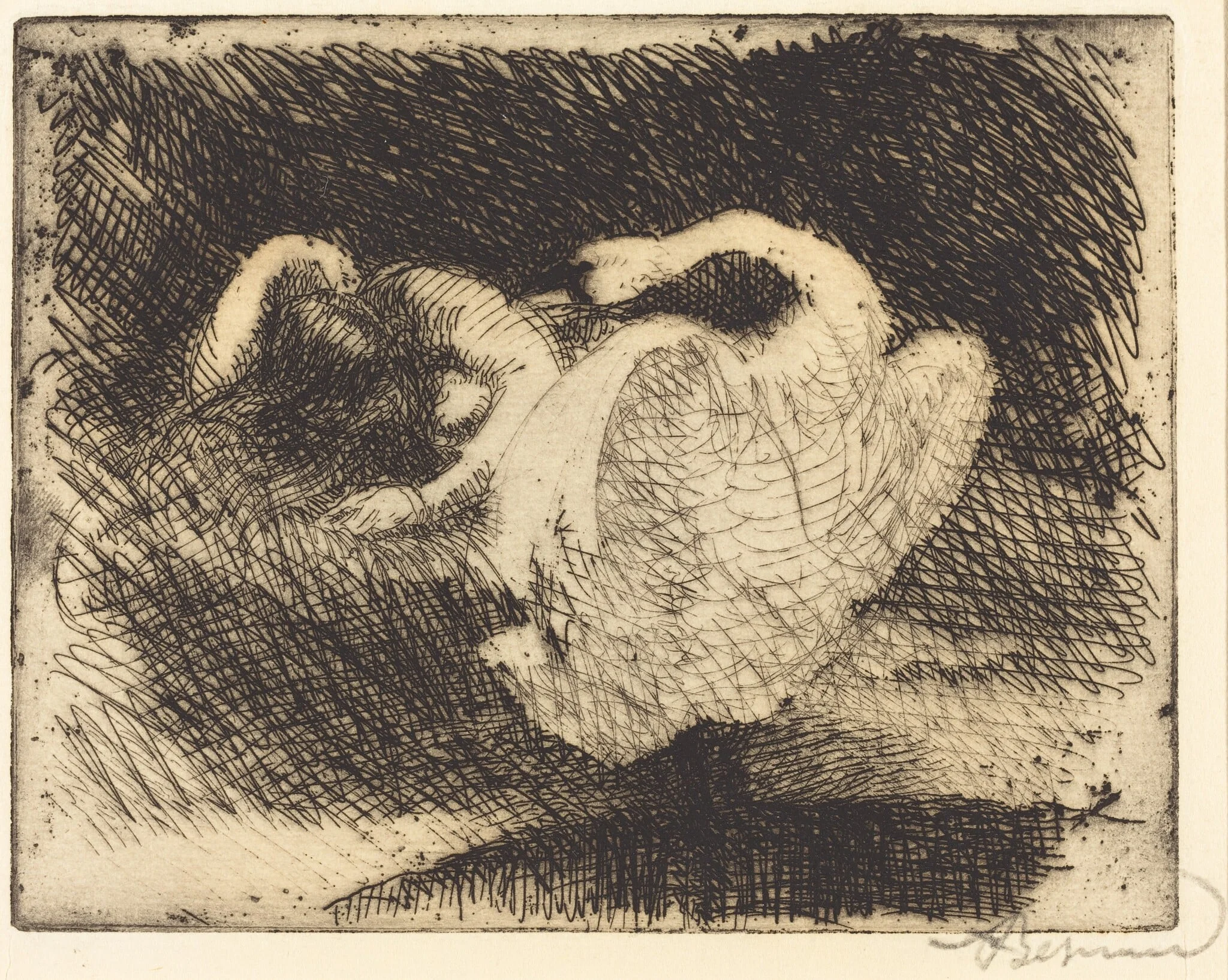 Leda Sleeping (Léda s'endort), by Paul-Albert Besnard, ink, 1913
