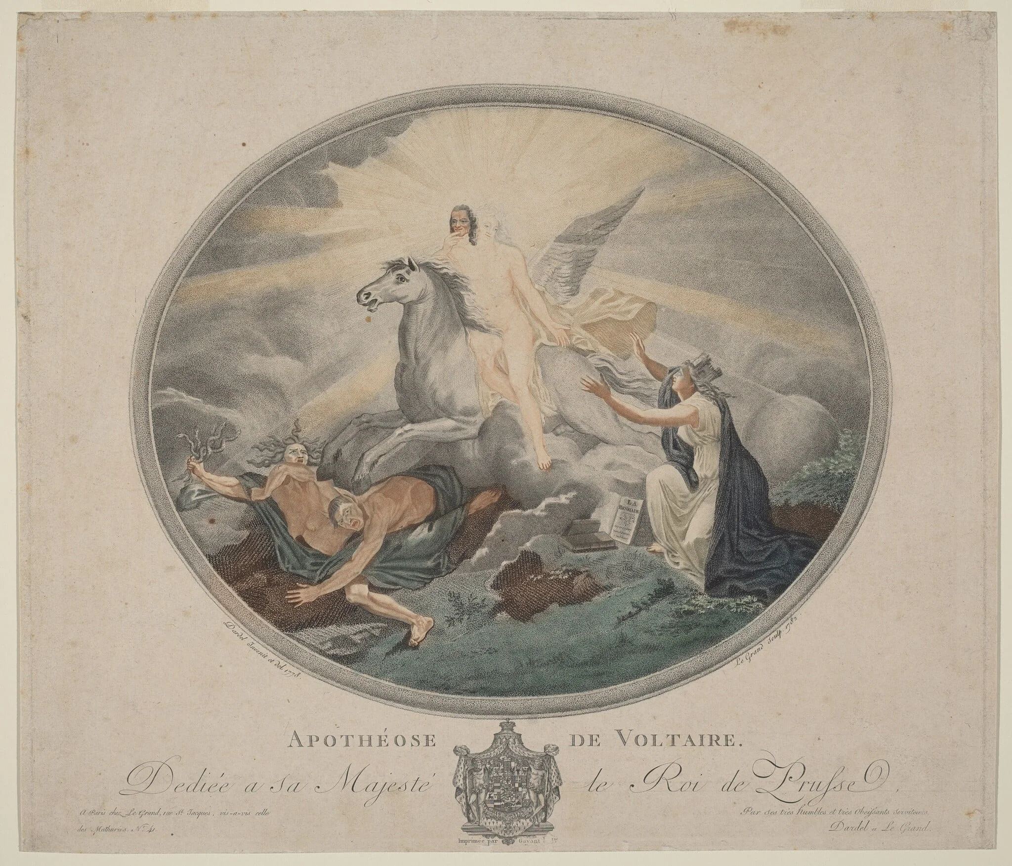 Apothéose de Voltaire (The Apotheosis of Voltaire), by Pierre-François Legrand, watercolor, 1782