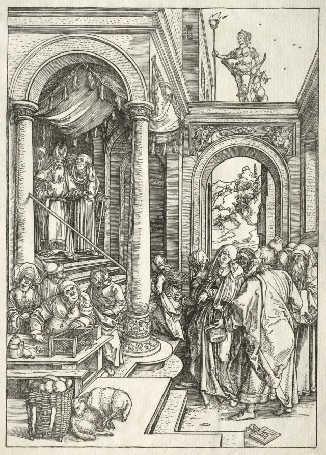 Life of the Virgin:  Presentation of the Young Virgin in the Temple, by Albrecht Dürer, 1504