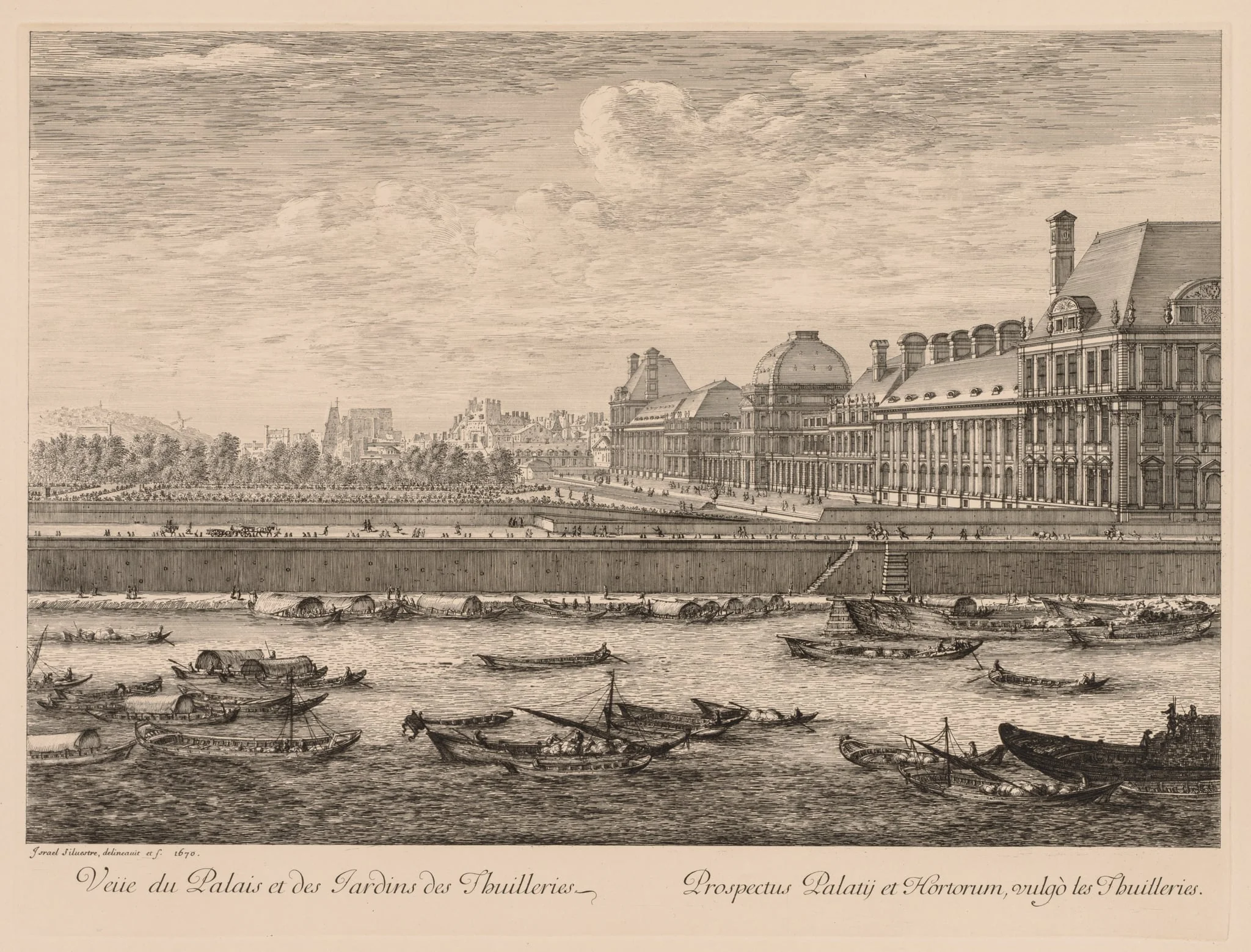 Vue du palais et des jardins des Tuileries, du côté du quai, by Israël Silvestre, 1670
