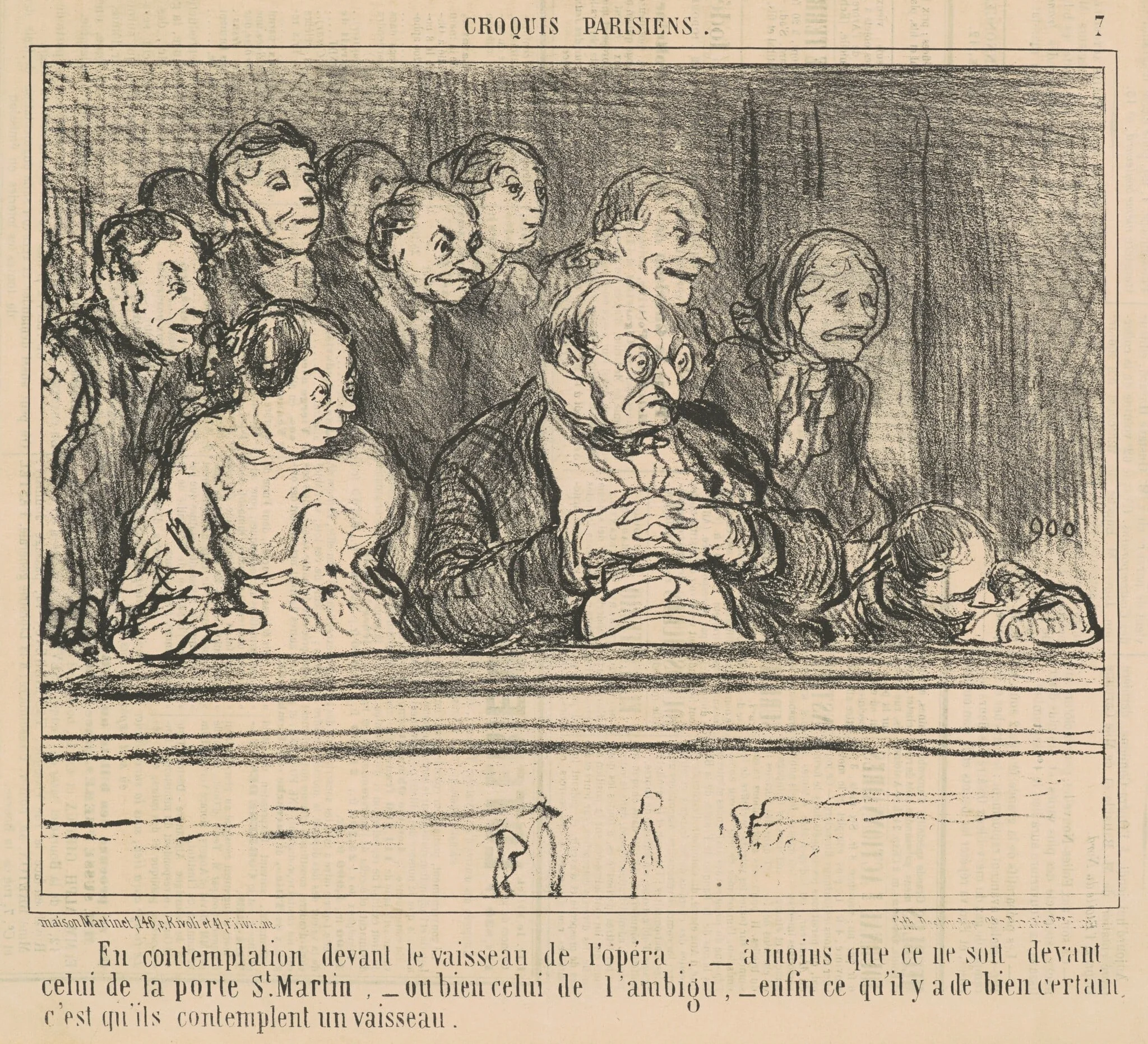 En contemplation devant le vaisseau de l'opera, by Honoré Daumier, ink, 1856