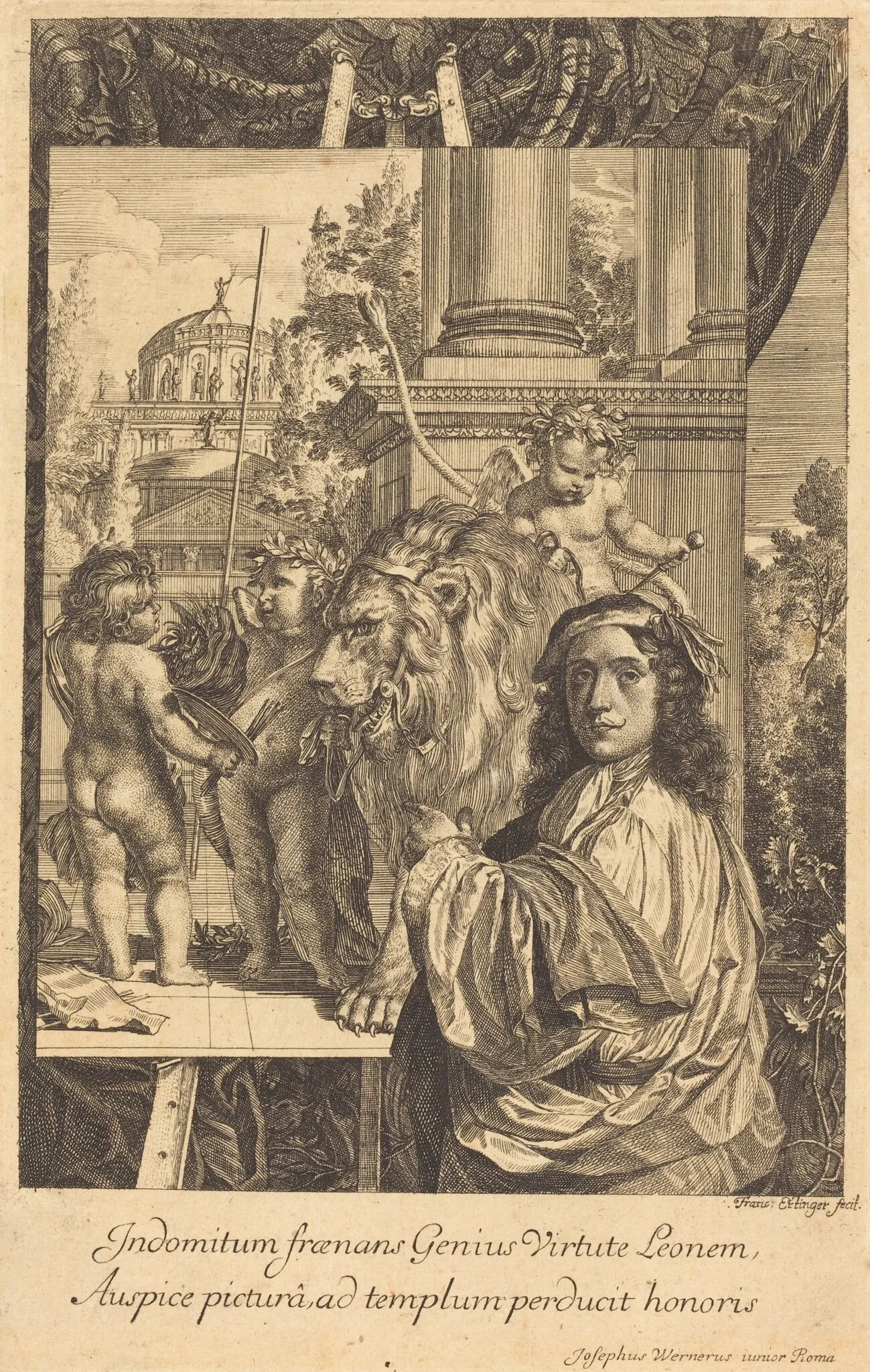 Self-Portrait of Joseph Werner, by Franz Ertinger, ink, 1662