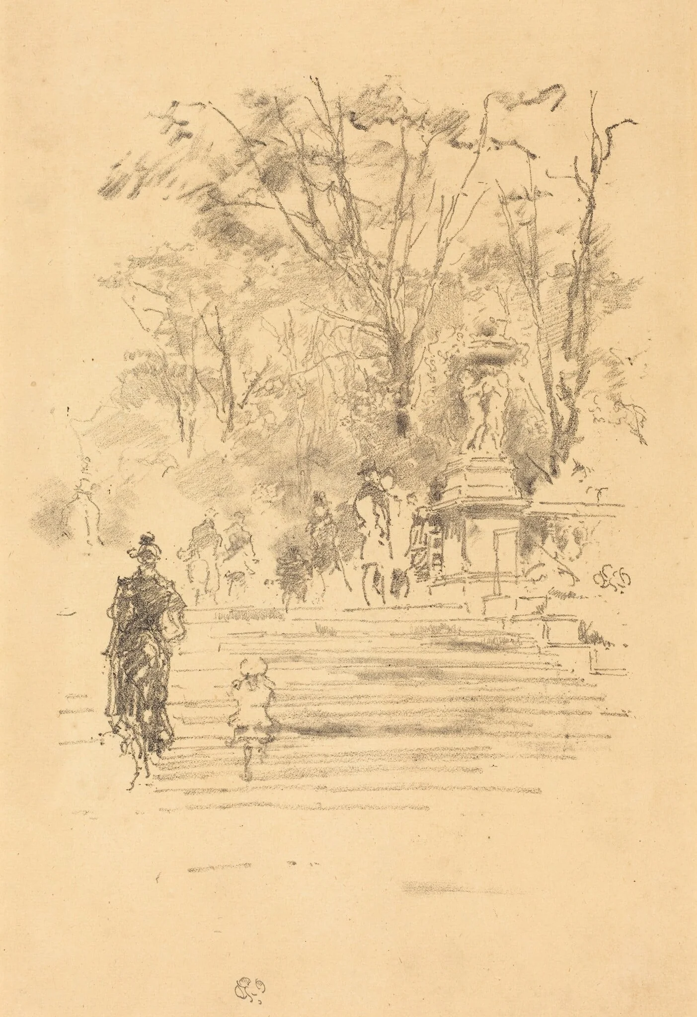 The Steps, Luxembourg, by James McNeill Whistler, ink, 1893