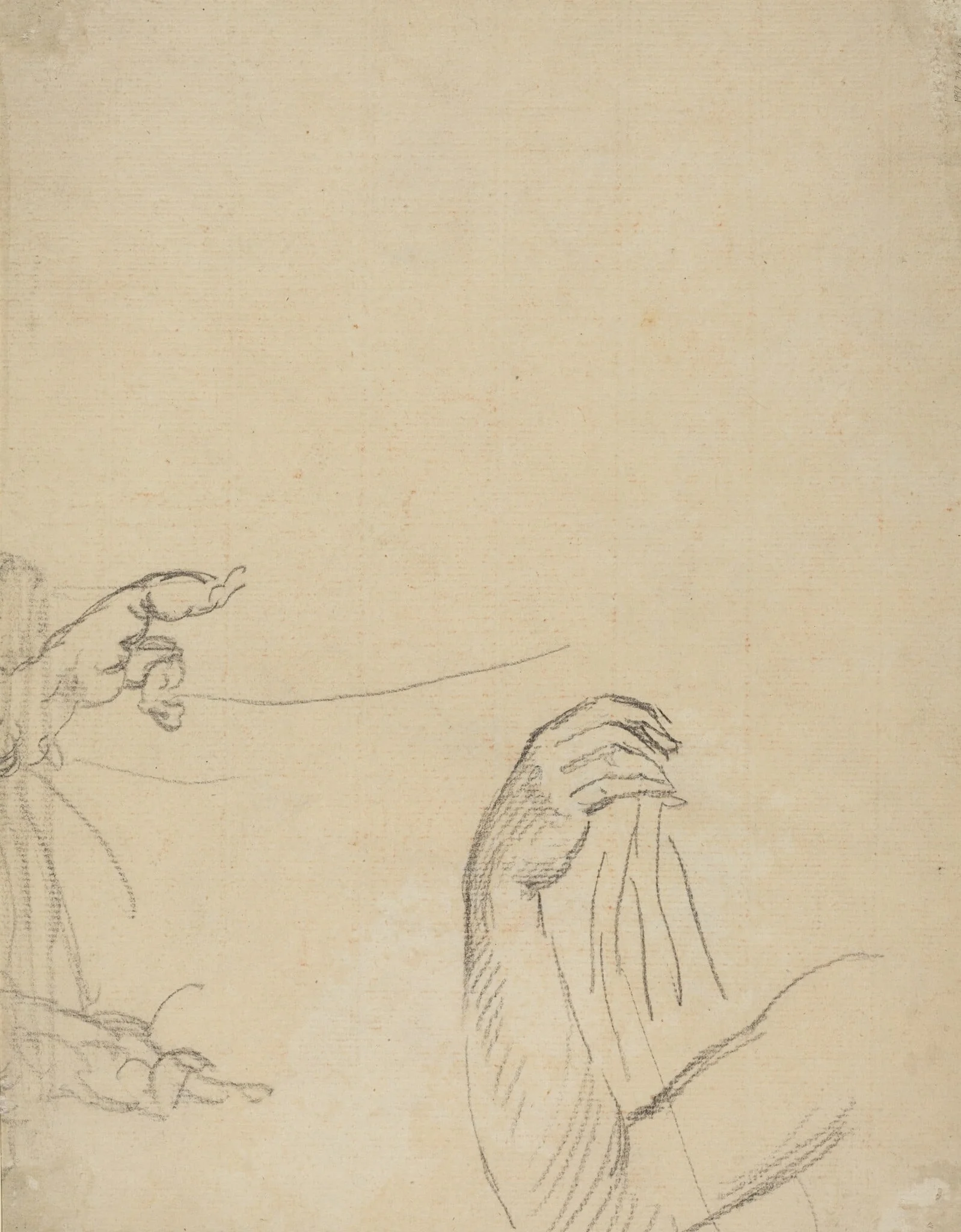 Study of Two Putti and a Draped Arm [verso], by Giovanni Battista Cipriani, chalk, 1756