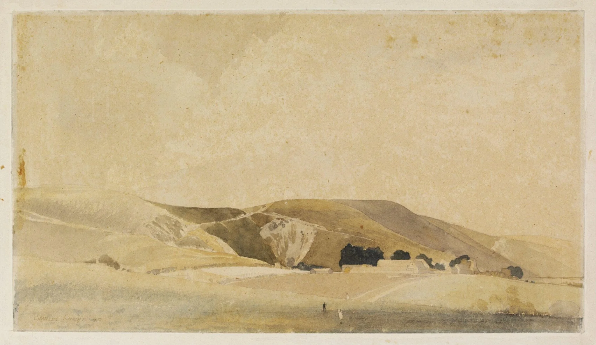 The Southdown, Underhill Road: Porching Farm from Fulking, by Charles Knight, watercolor, 1940