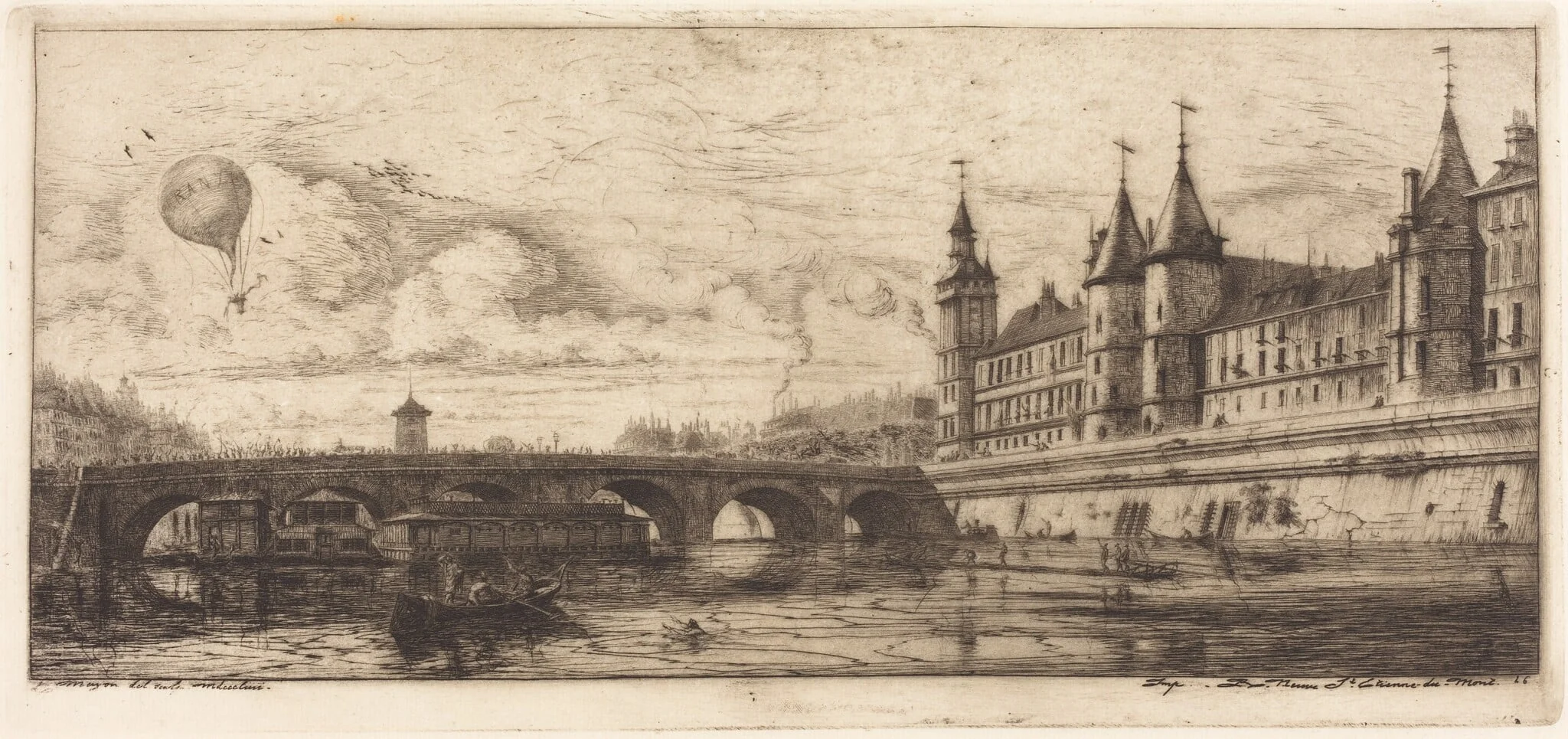 Le Pont-au-Change, Paris, by Charles Meryon, ink, 1854