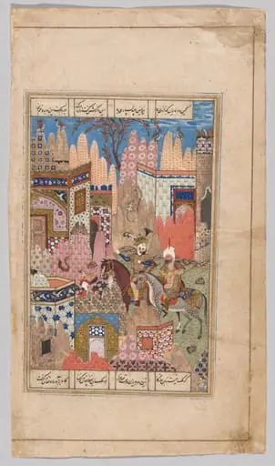 King Anushirwan and the Owls, from the Khamsa of Nizami