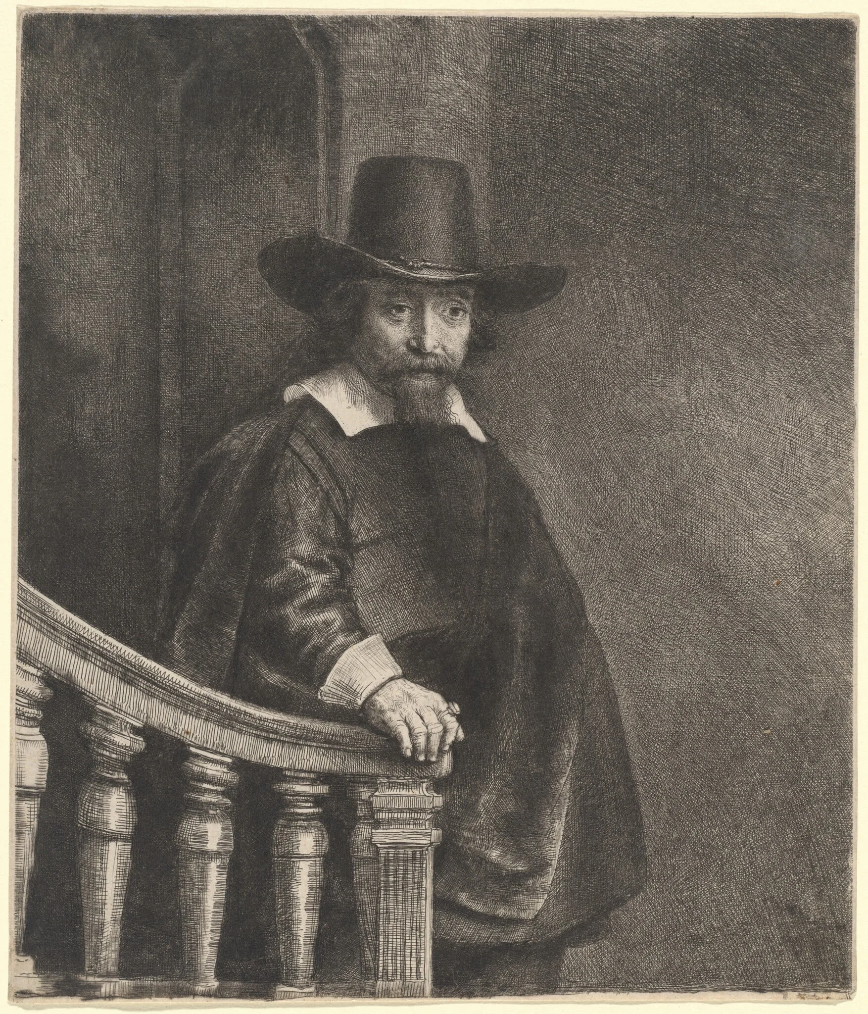 Ephraim Bonus, by Rembrandt, ink, 1647
