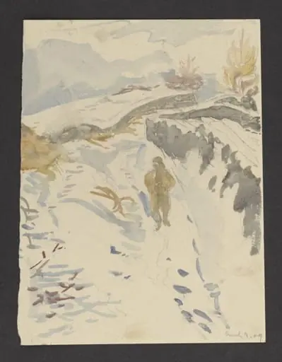 A man walking through a snowy landscape
