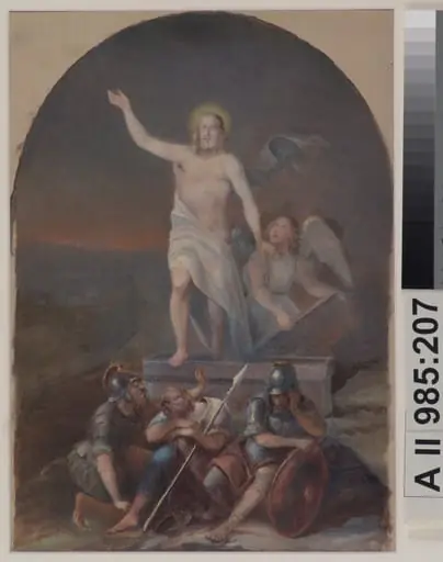 Kristuksen ylösnousemus, mahdollisesti Vihdin kirkon alttaritaulun luonnos ; Kristus uppståndelse, troligtvis skiss för altartavlan i Vihtis kyrka