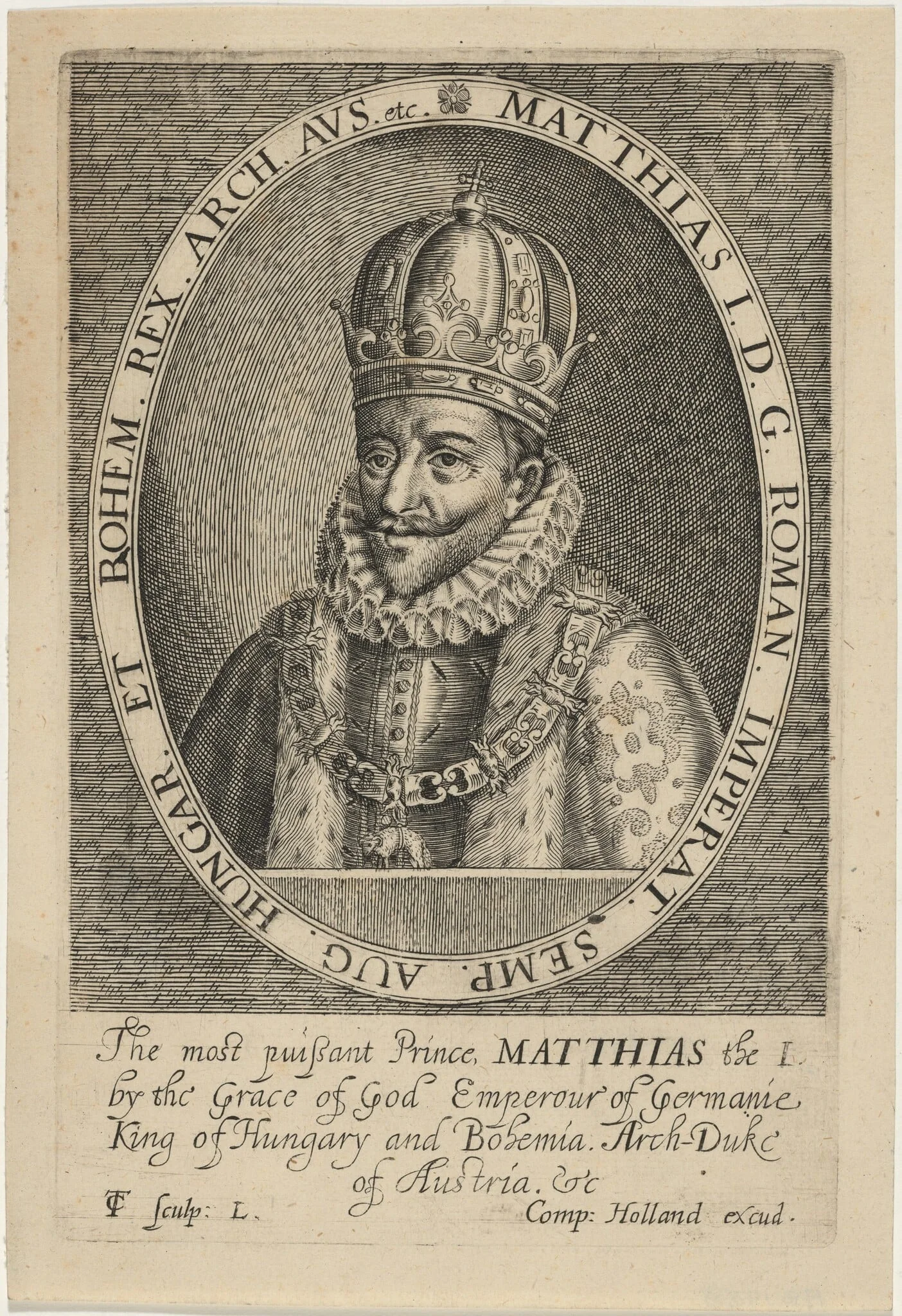 Emperor Matthias, by Thomas Cockson, ink, 1604