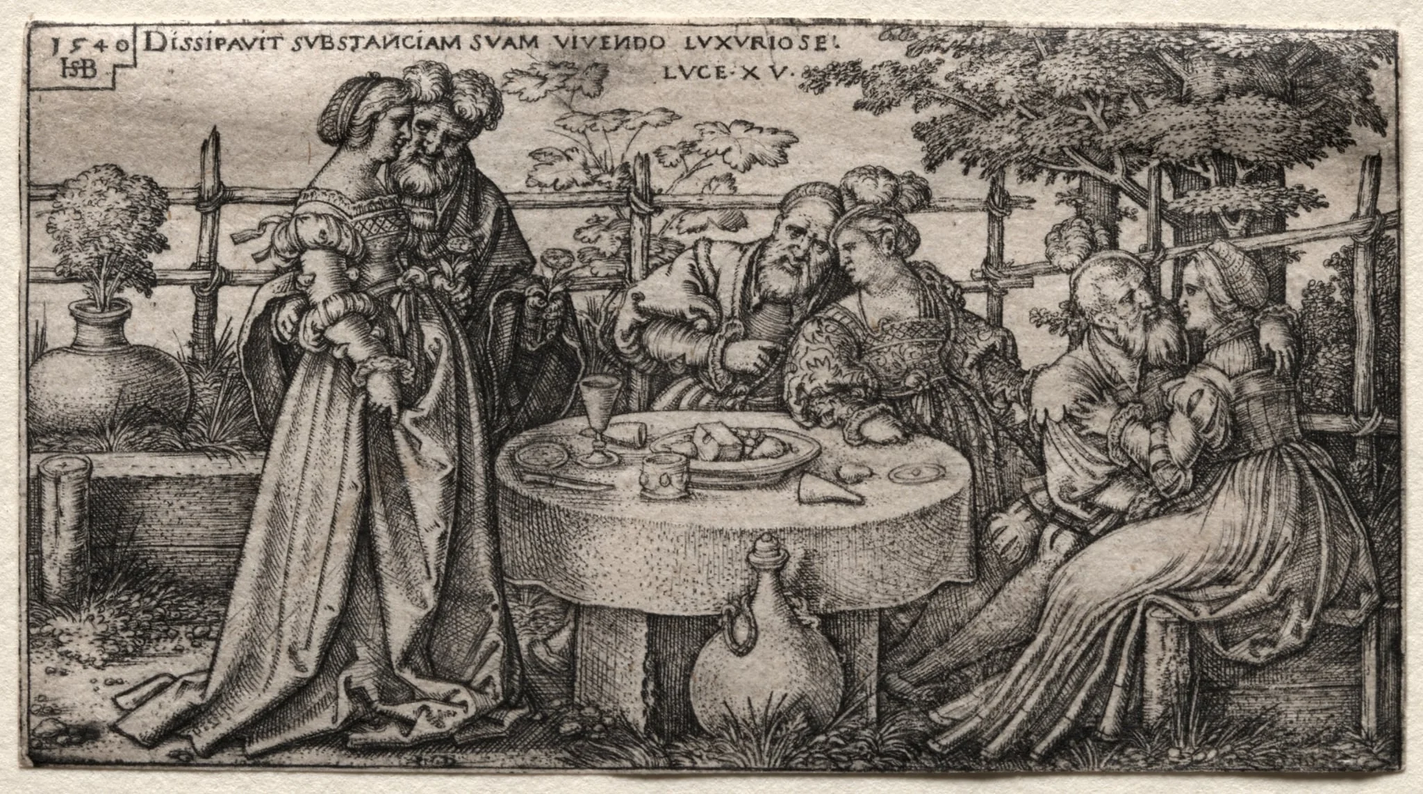 The Prodigal Son:  Wasting His Fortune, by Sebald Beham, 1535