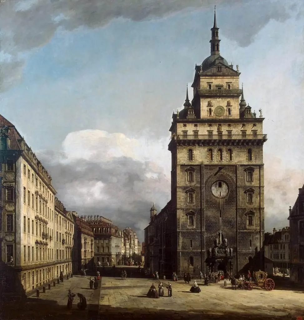 Square with the Kreuzkirche in Dresden