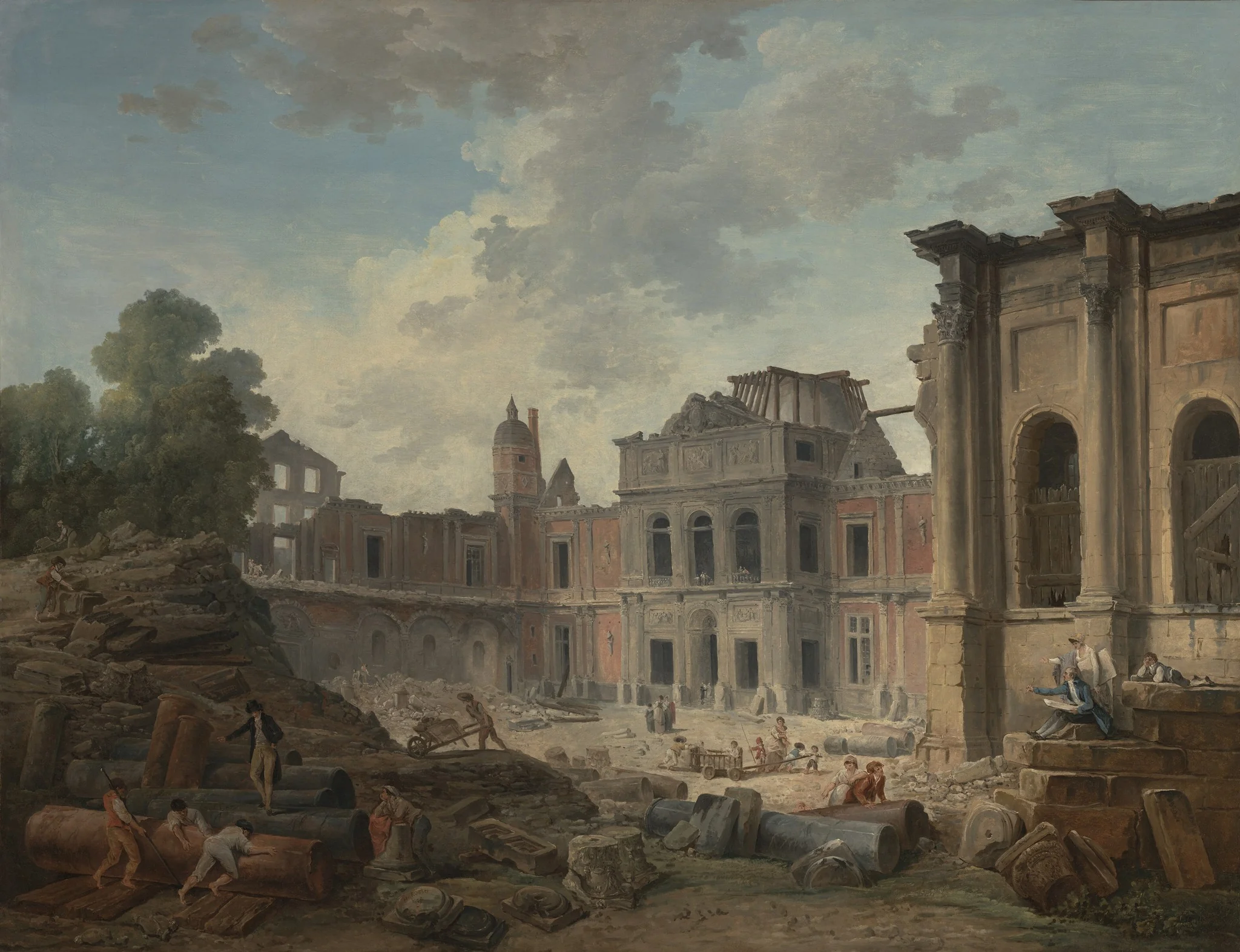 Demolition of the Château of Meudon, by Hubert Robert, oil, 1806