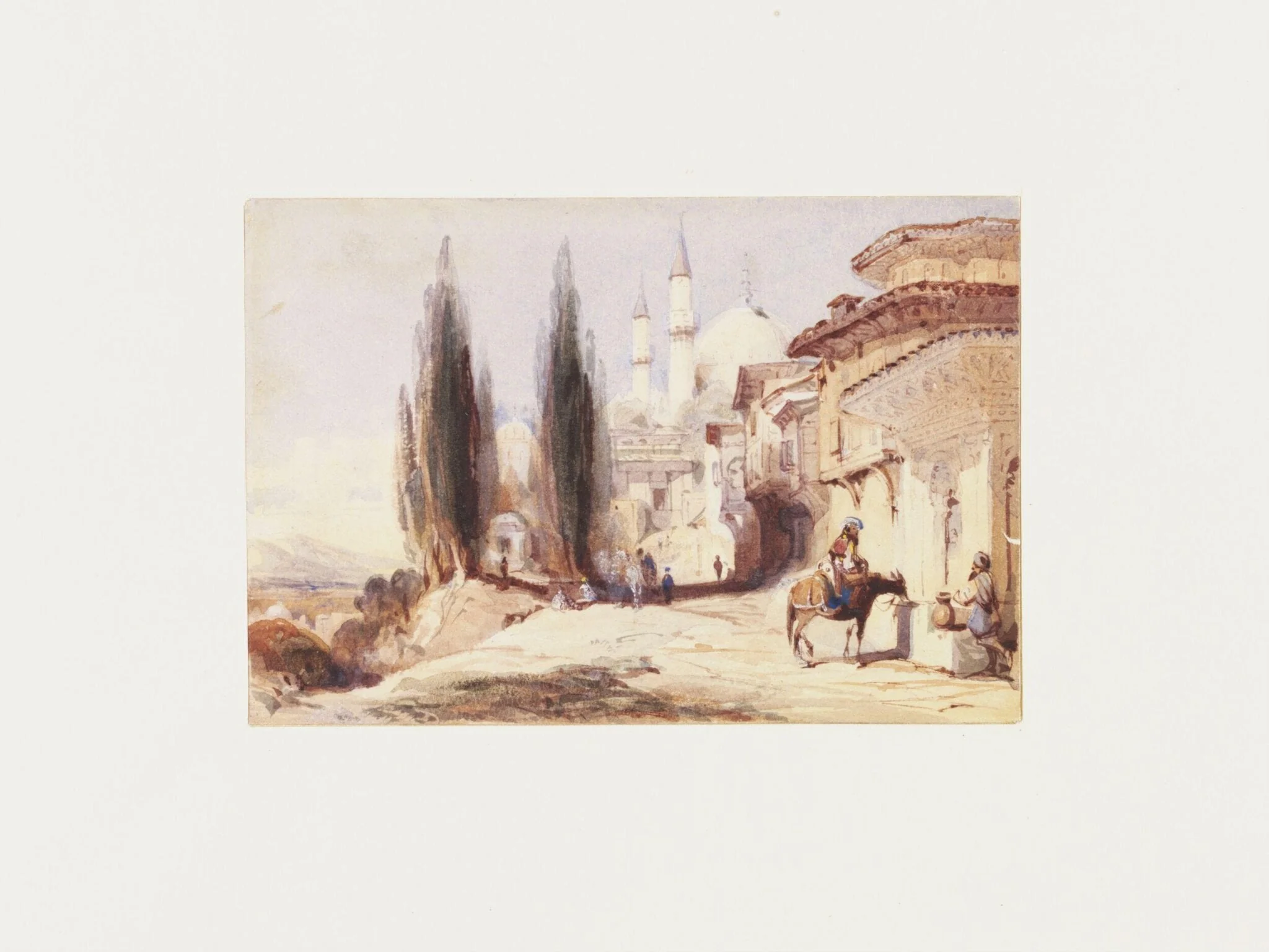 Bursa, the Mosque of Emir Sultan, by Thomas Allom, watercolor, 1838