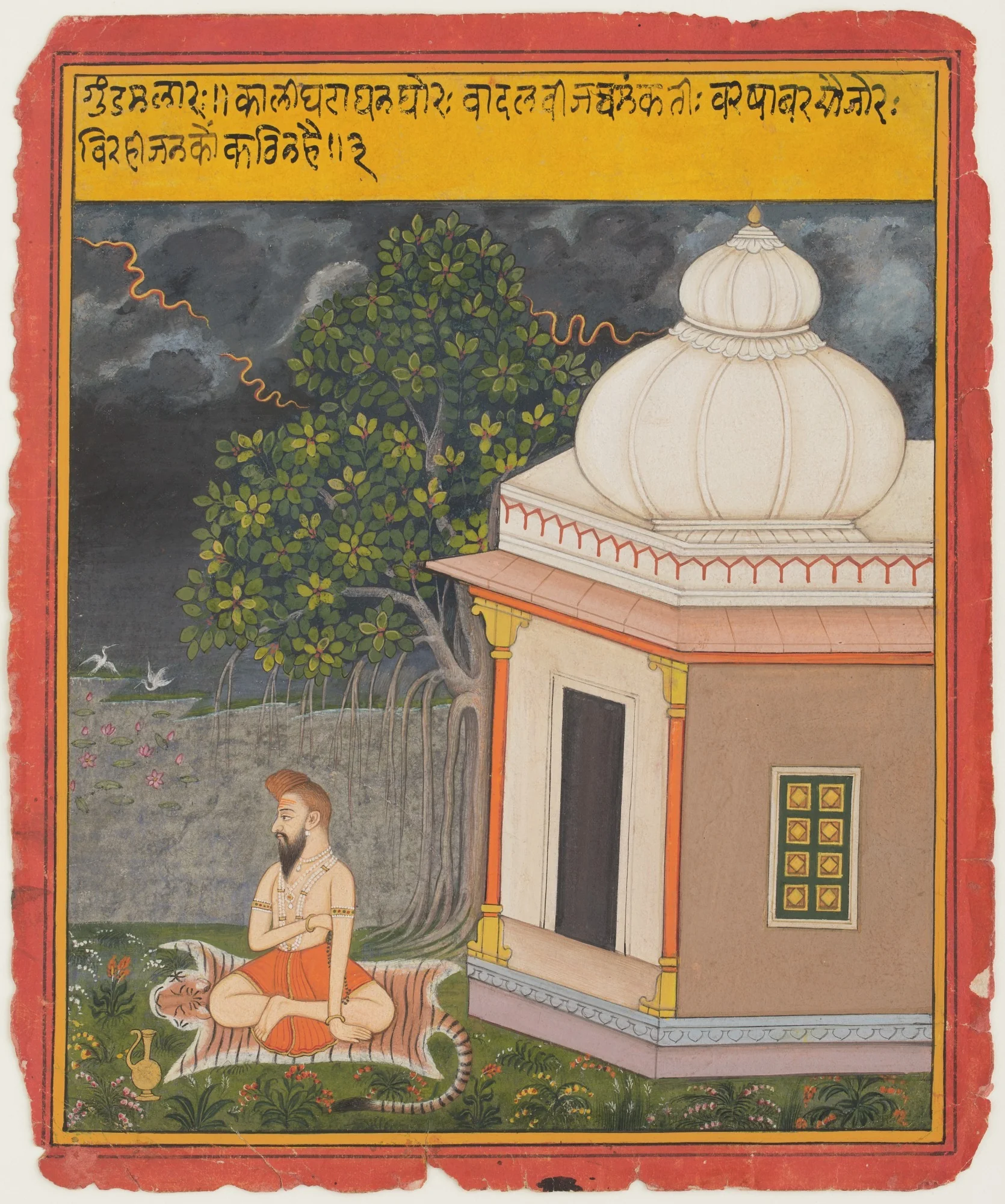 Ascetic Enduring a Thunderstorm
