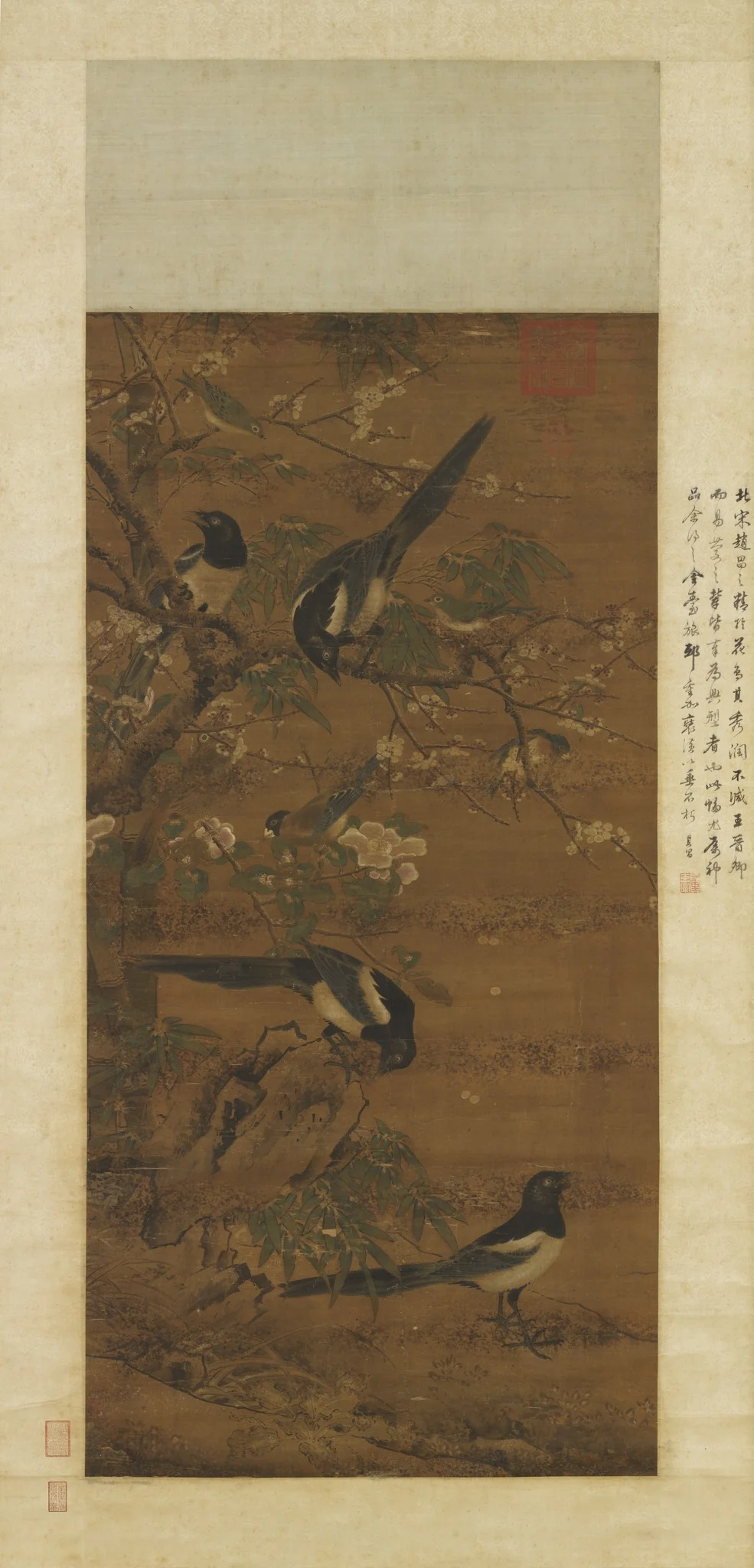 Four Magpies, by Bian Jingzhao, unspecified, 1401