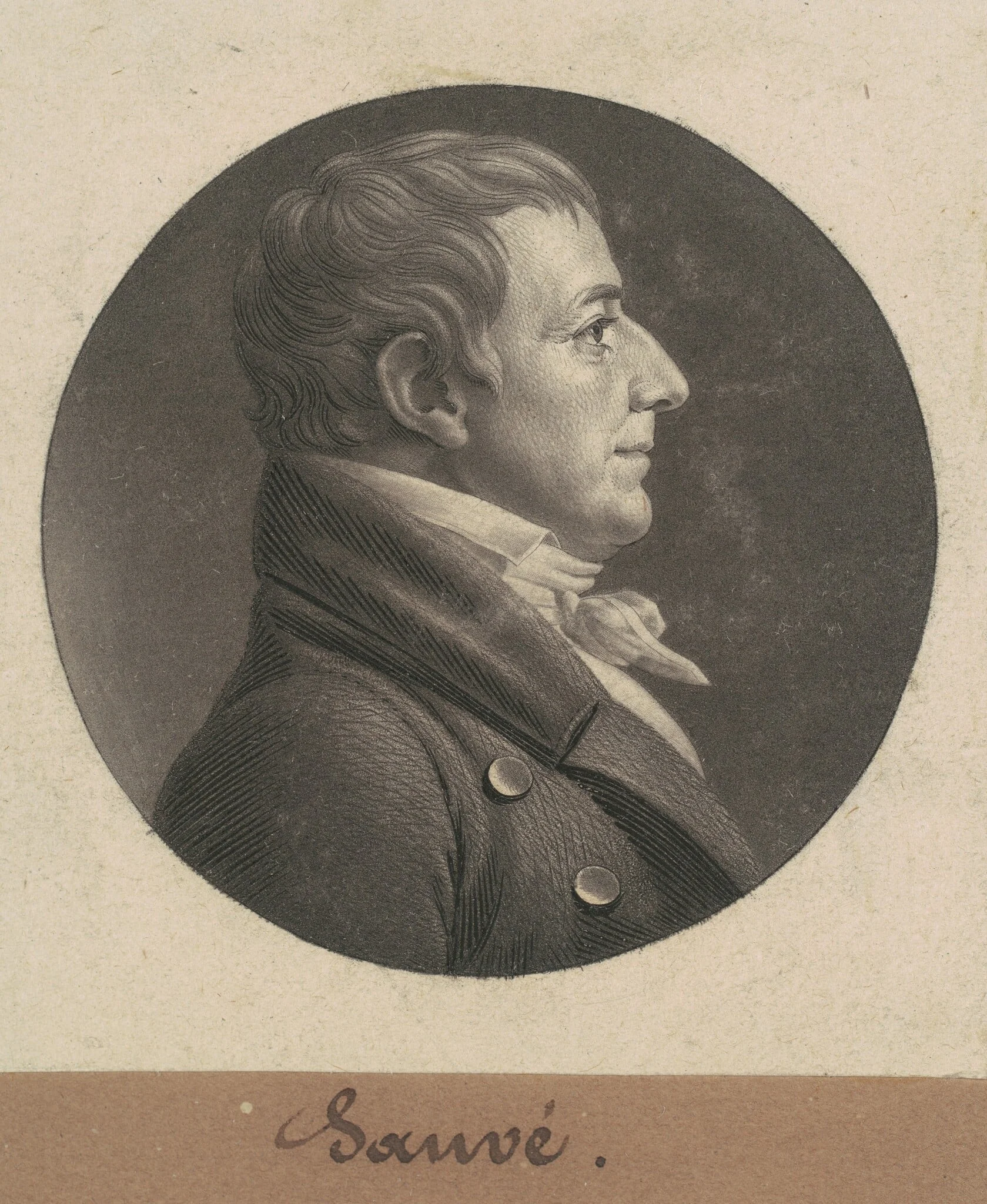 Pierre Sauvé, by Charles Balthazar Julien Févret de Saint-Mémin, ink, 1805