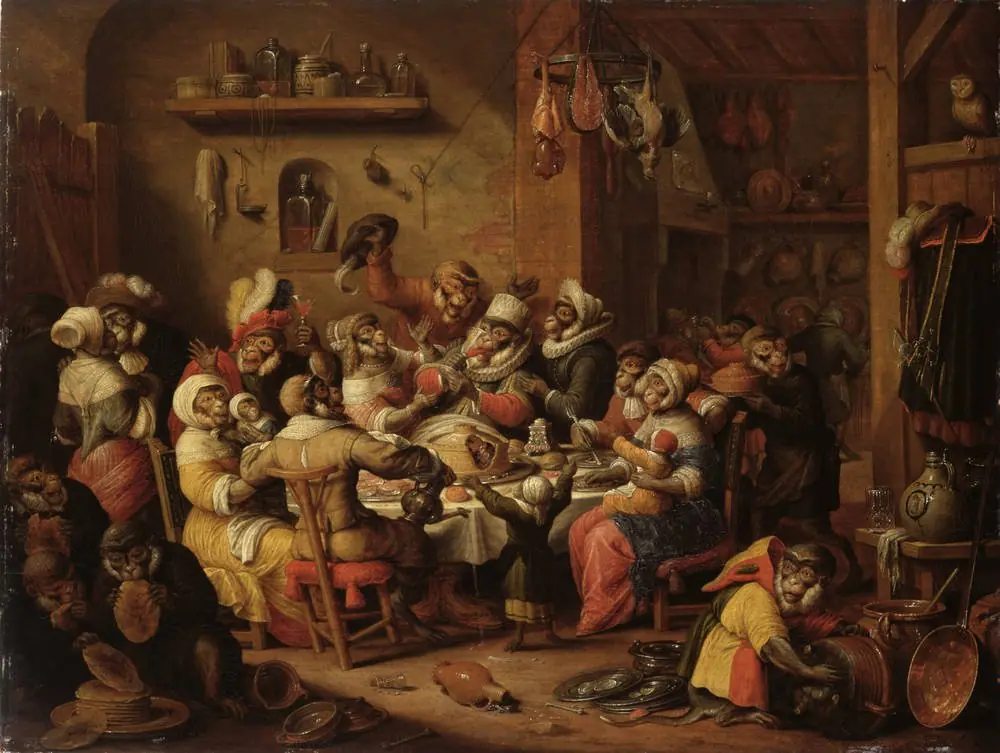 A monkey feast or The King drinks
