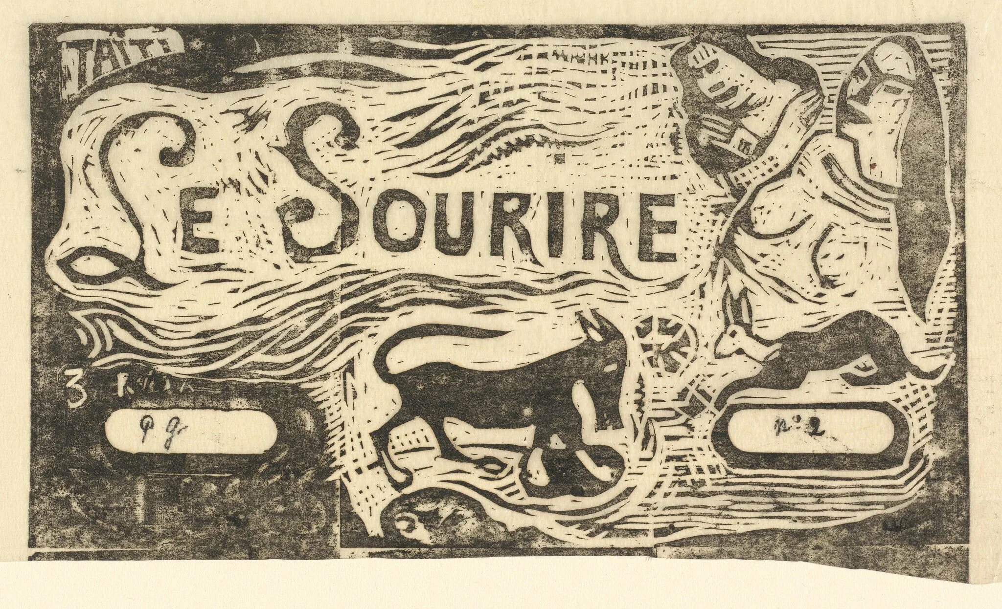 Title Page for "Le Sourire" (Titre du Sourire), by Paul Gauguin, ink, 1899