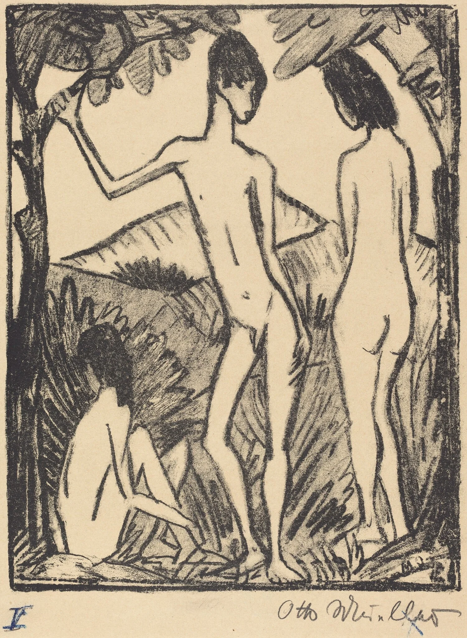 Standing Boy and Two Girls (second version)  (Stehender Knabe und zwei Mädchen 2 )