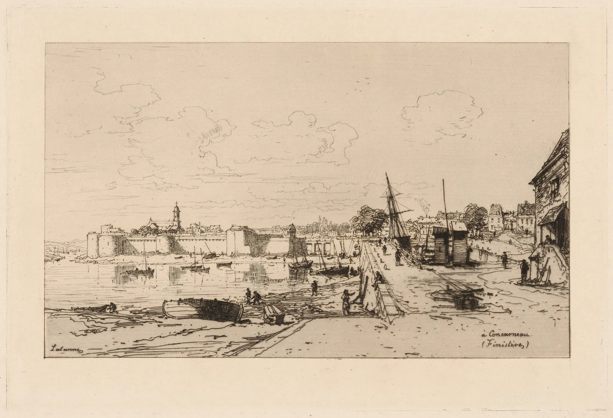 À Concarneau (Finistère), by Maxime Lalanne, ink, 1874