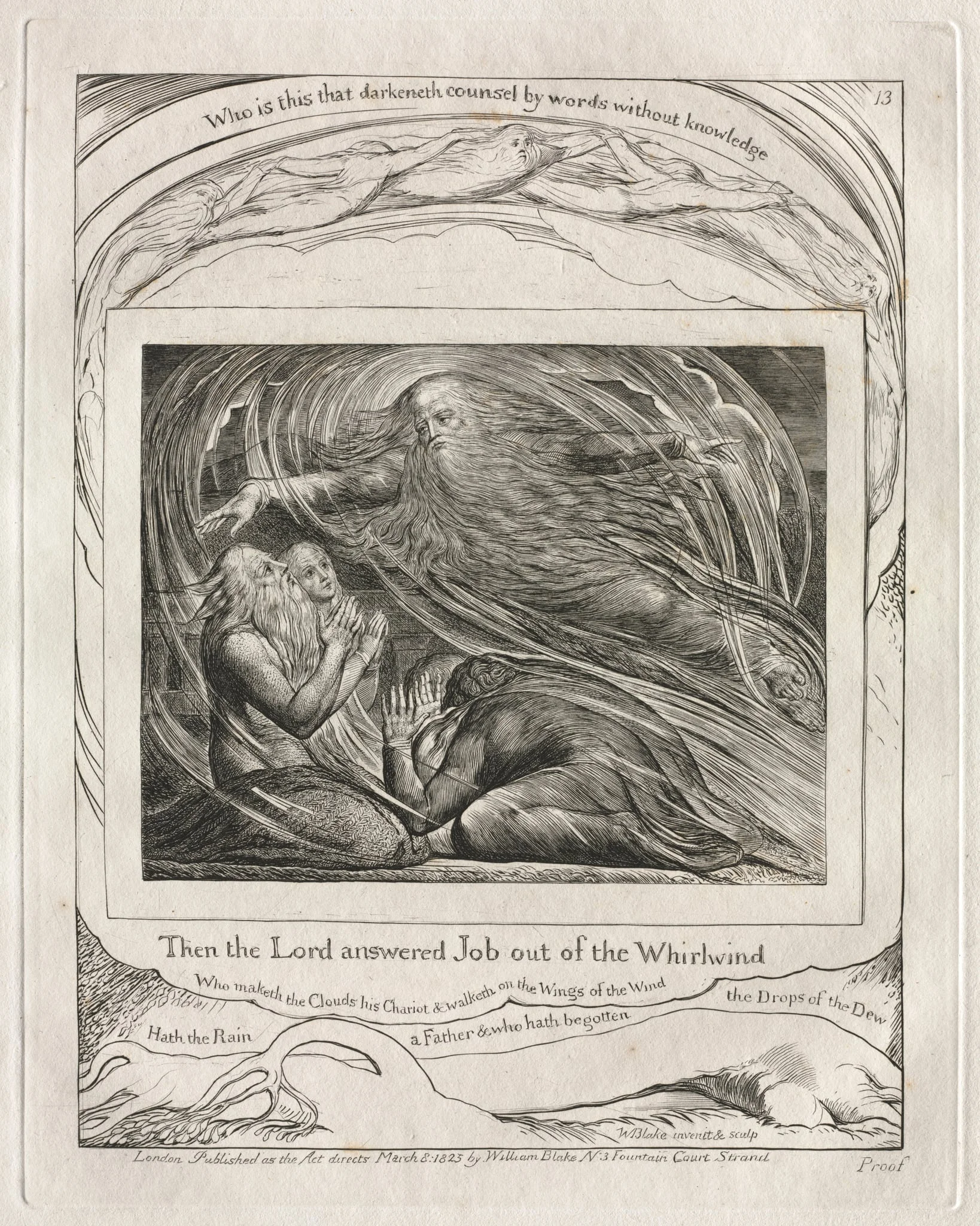 The Book of Job:  Pl. 13, Then the Lord answered Job out of the Whirlwind, by William Blake, 1825