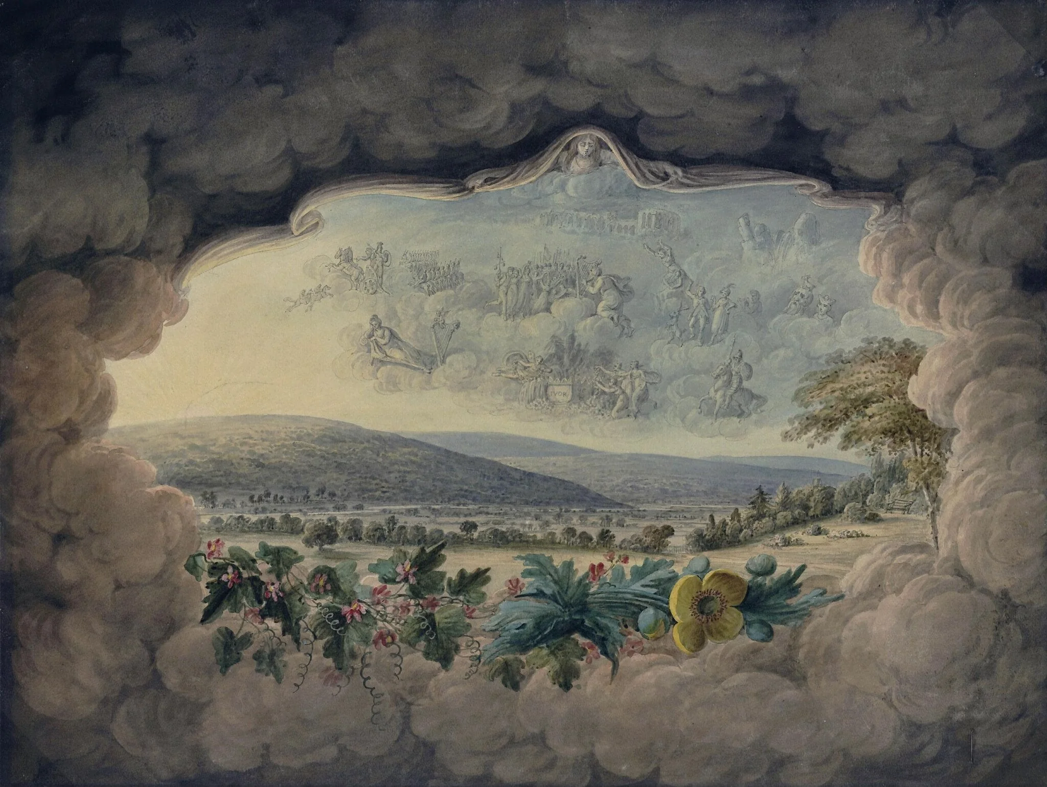 The Spirit of the Vale of Neath - Night, by Thomas Hornor, watercolor, 1818
