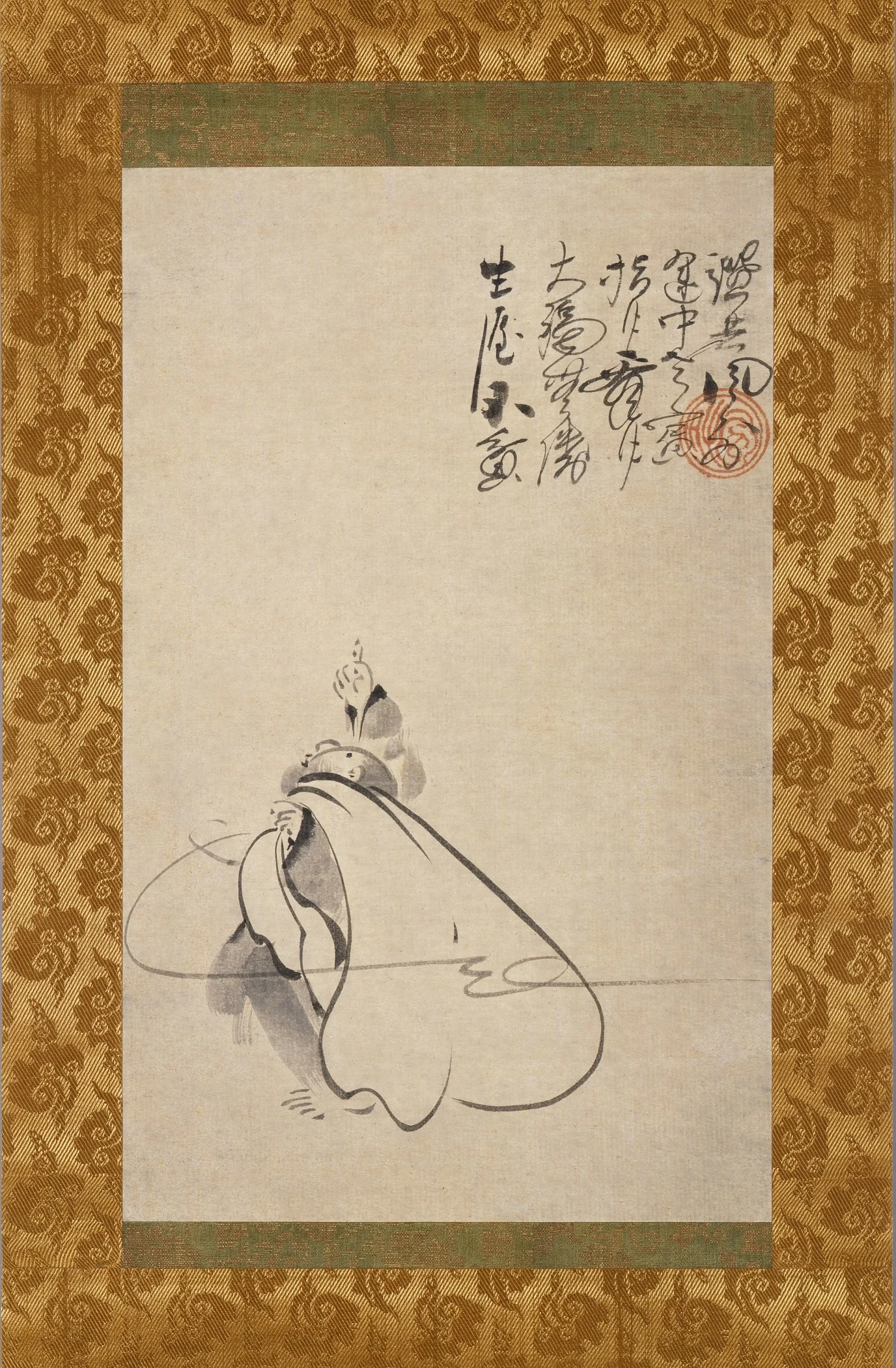 Hotei Pointing at the Moon, by Fūgai Ekun, unspecified, 1618