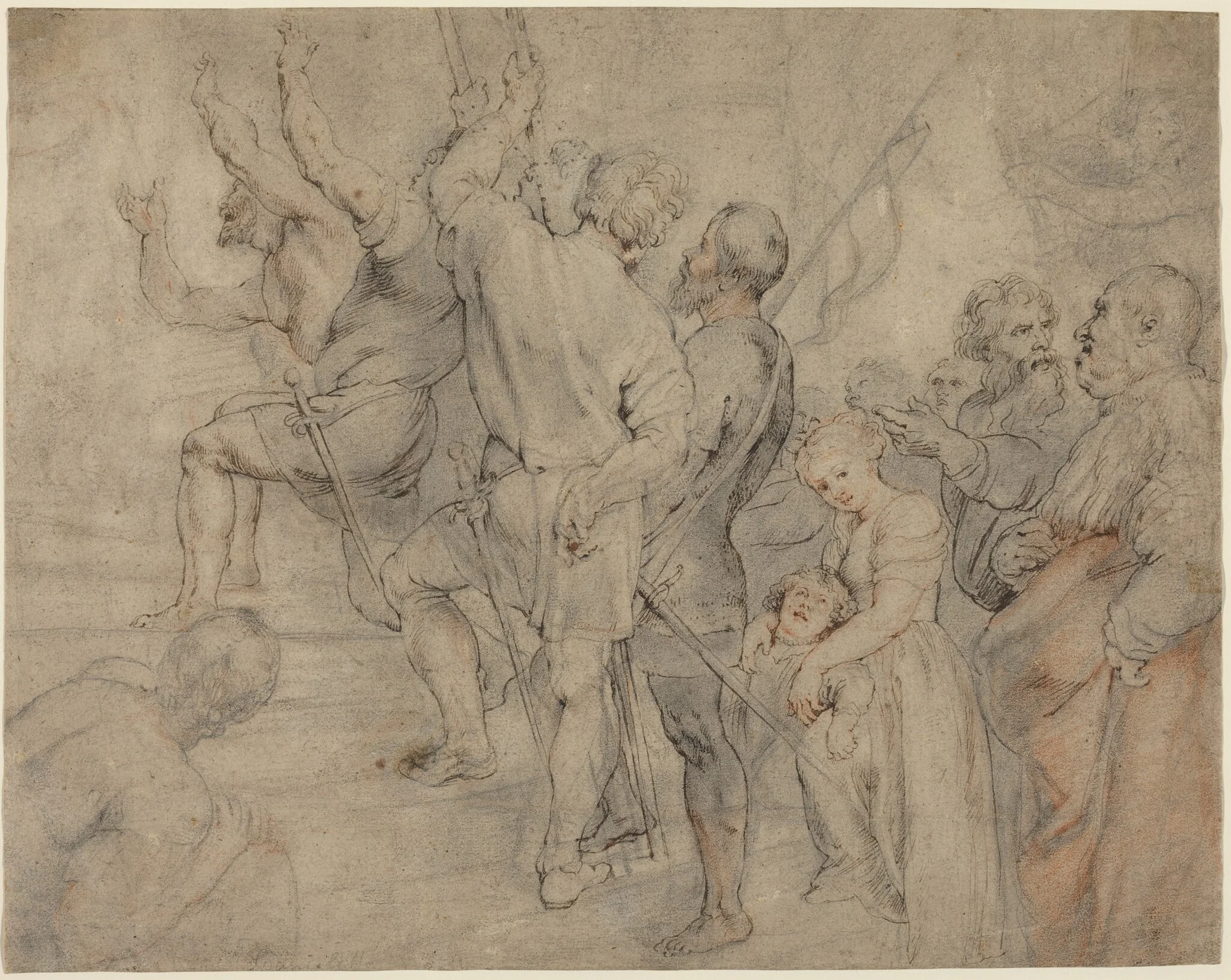 Part of the Crowd at the Ecce Homo, by Peter Paul, Sir Rubens, ink, 1608