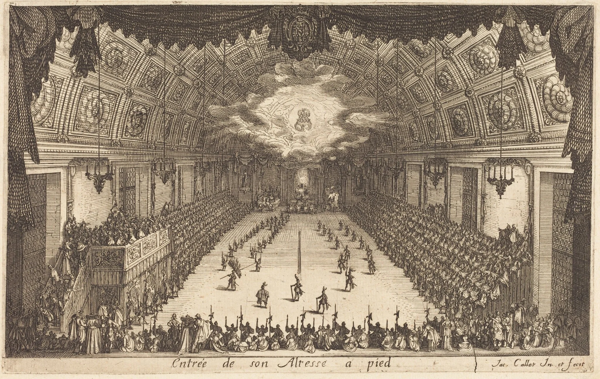 Entry of His Highness on Foot, by Jacques Callot, ink, 1627