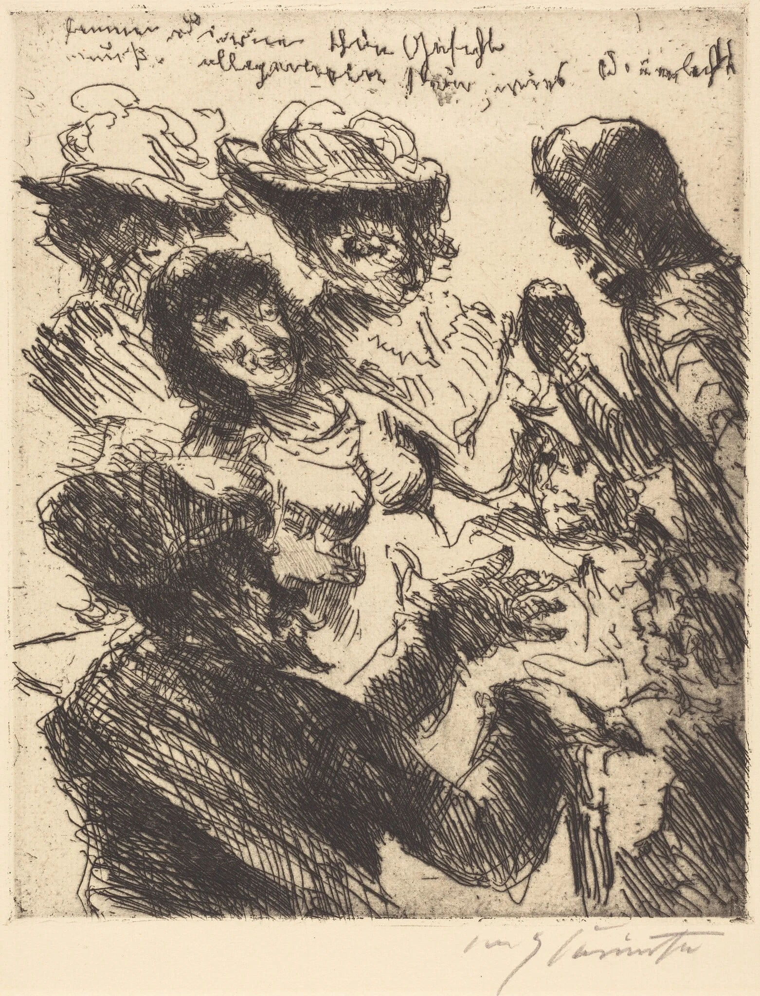 "Einer dirne schön gesicht muss allgemein sein wie's sonnenlicht" ("A Pretty Girl's Face is Like the Sunshine"), by Lovis Corinth, ink, 1923