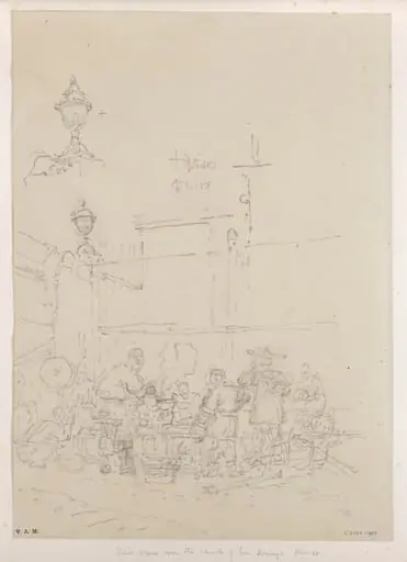 Market stalls outside S. Domingos Church, Macau
