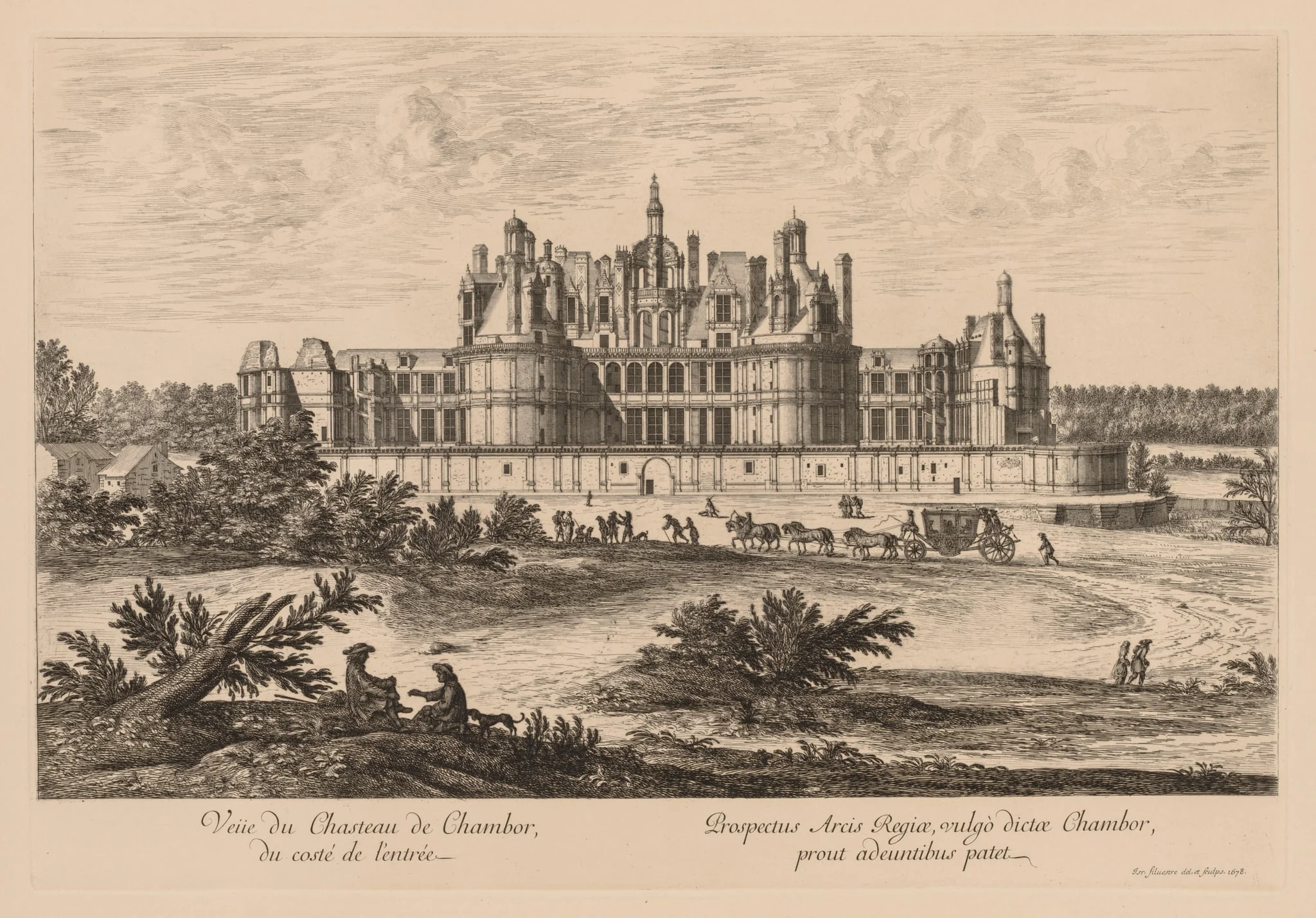 Vue du Château de Chambord, du côté de l'entrée, by Israël Silvestre, 1678